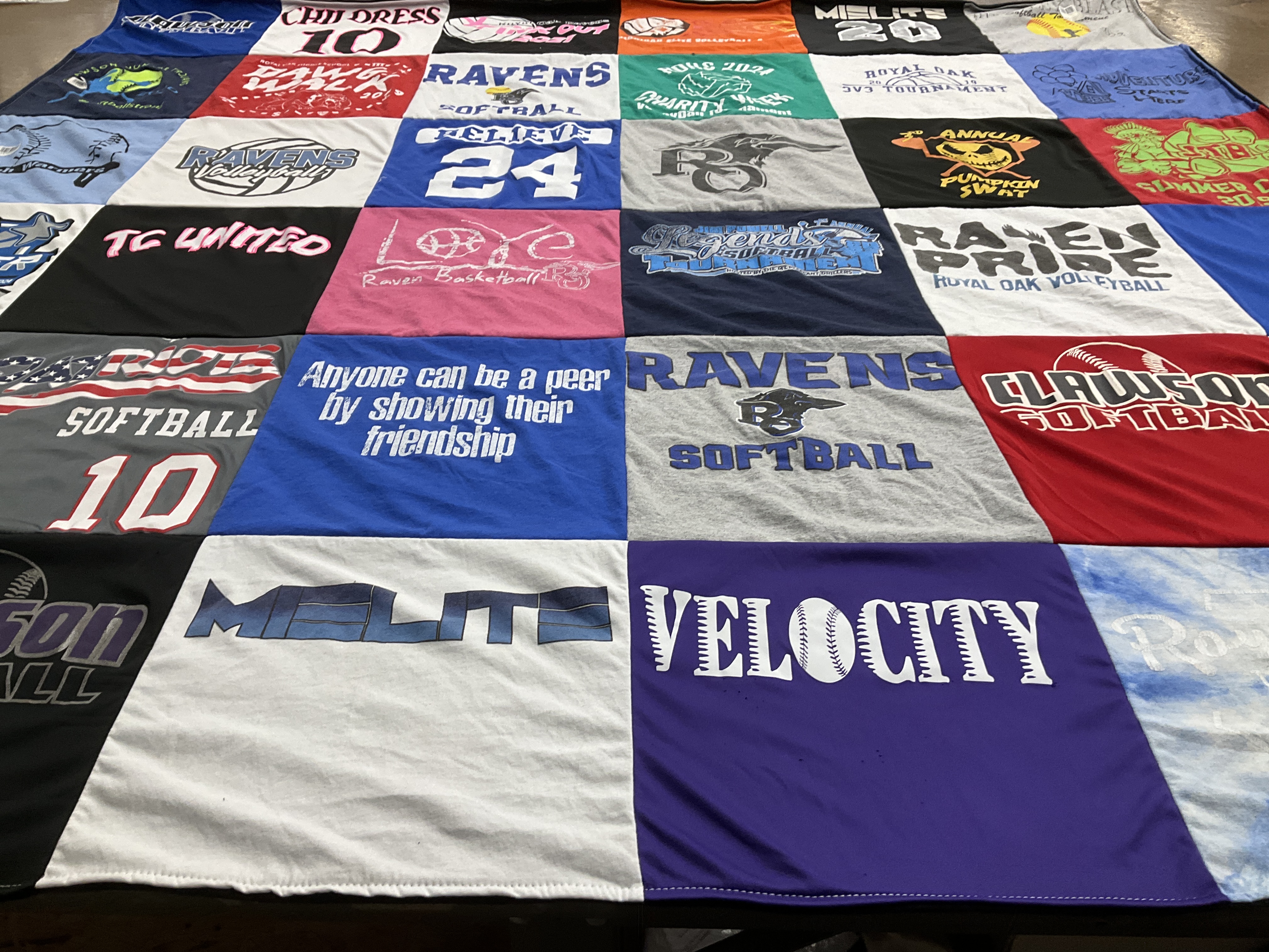 T-shirt quilt featuring clawson softball, ravens softball by Jill from MI