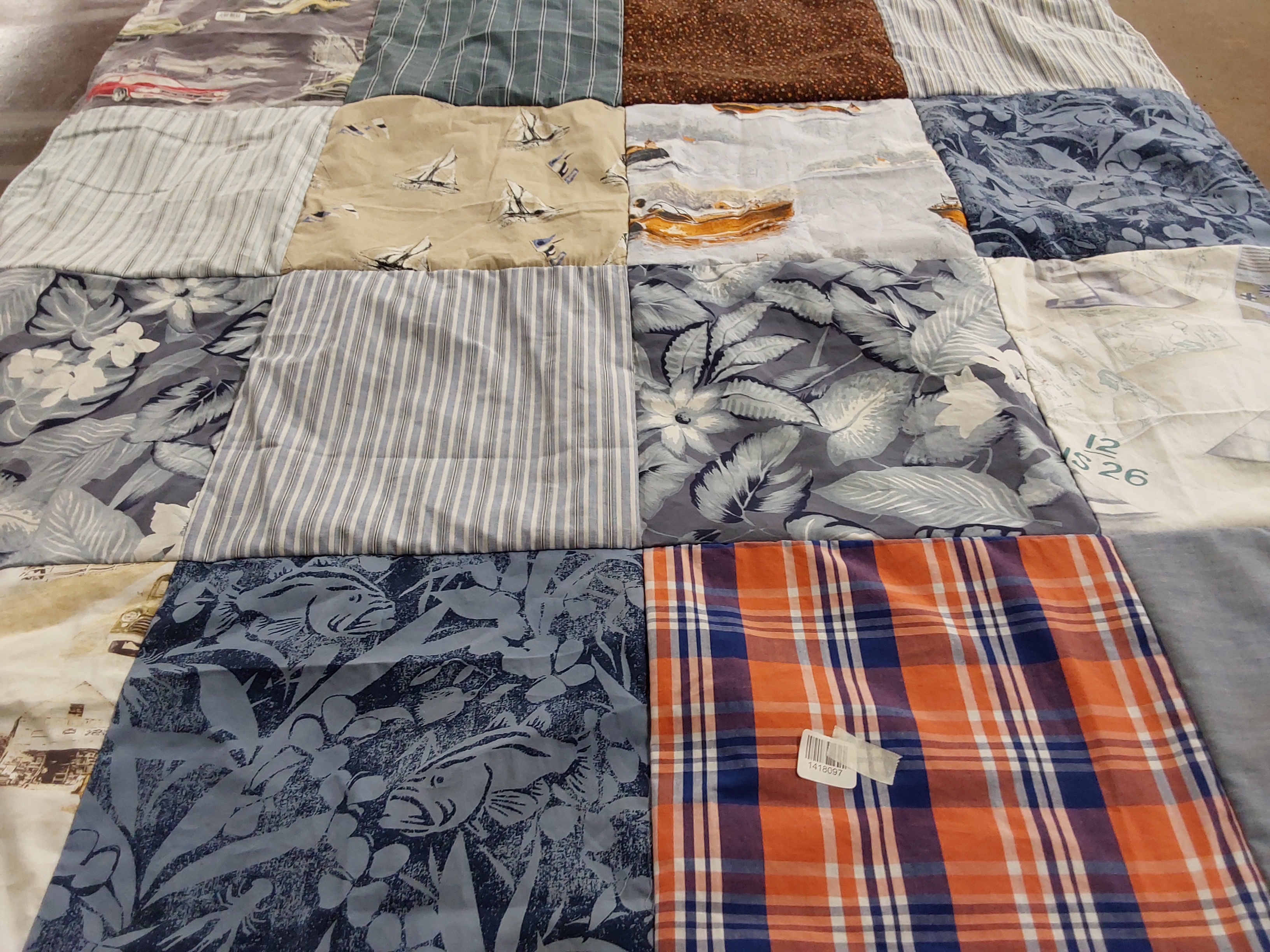 T-shirt quilt with sailing, fishing themes by Fran from TX