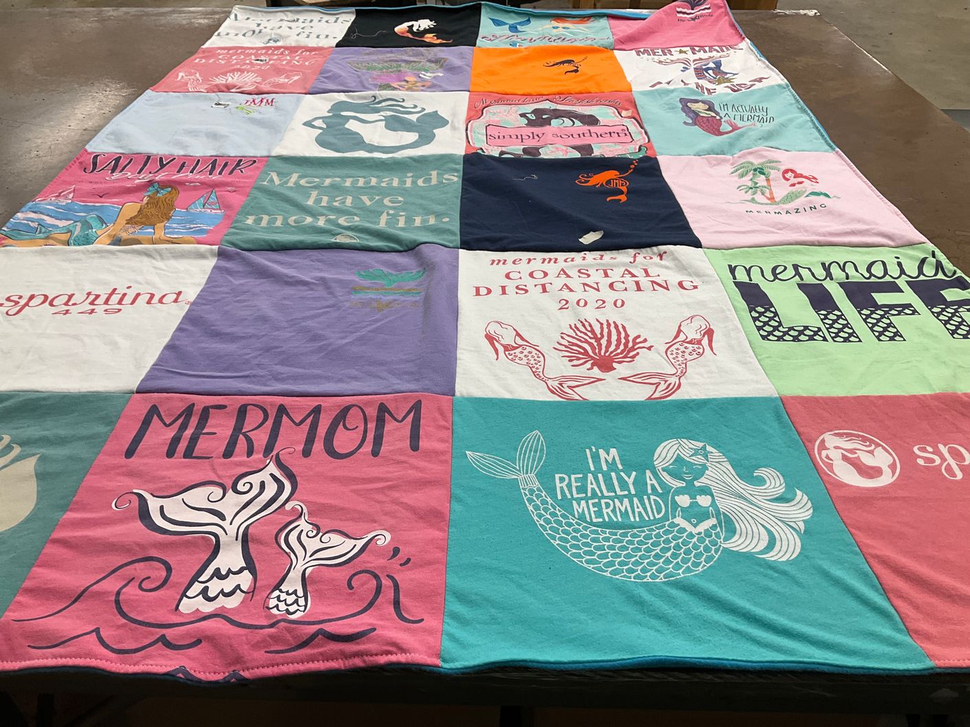 T-shirt quilt with mermaids, beach themes by Stephanie from SC