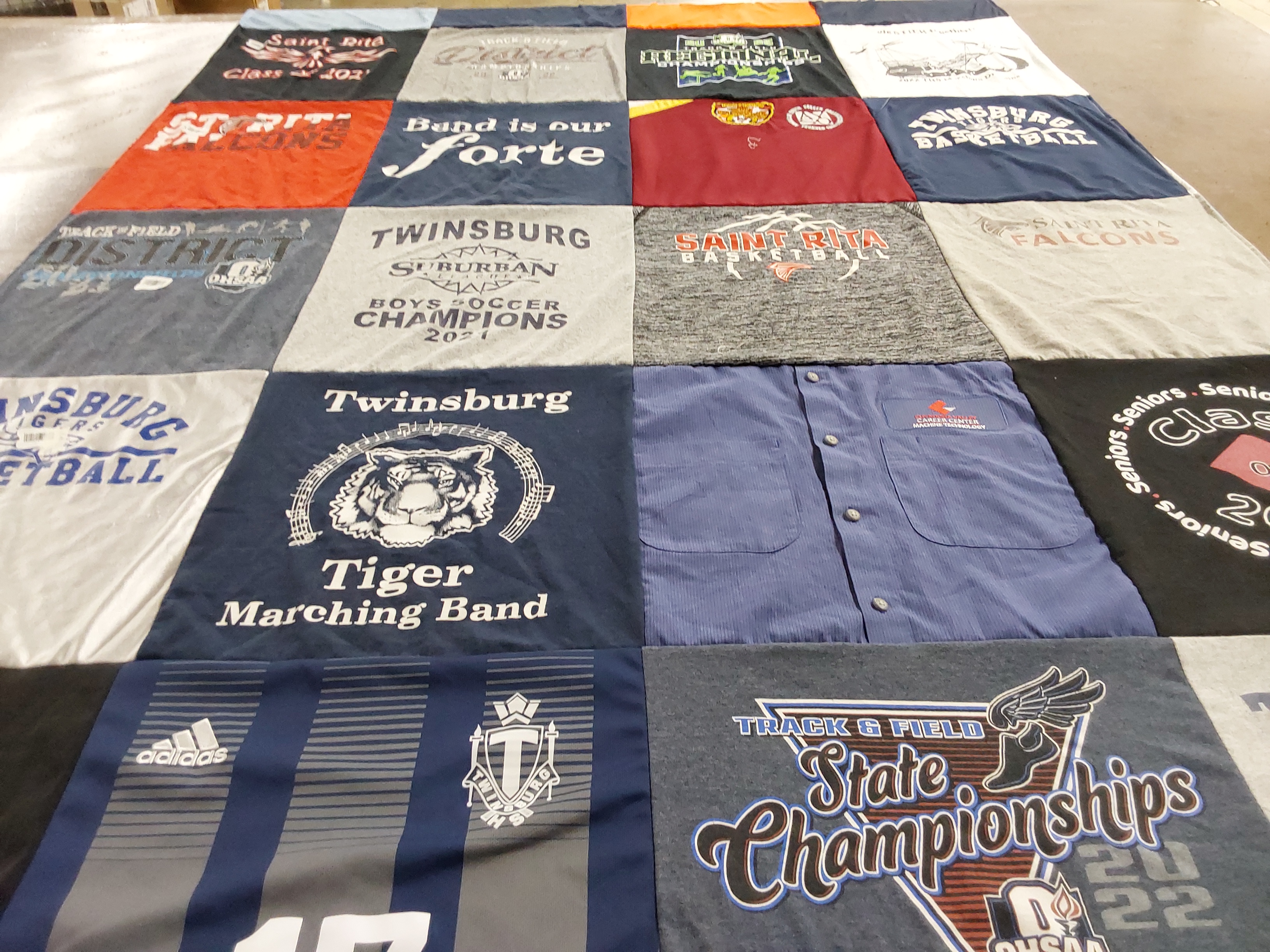 T-shirt quilt featuring twinsburg high school basketball, twinsburg high school soccer by Lori from OH