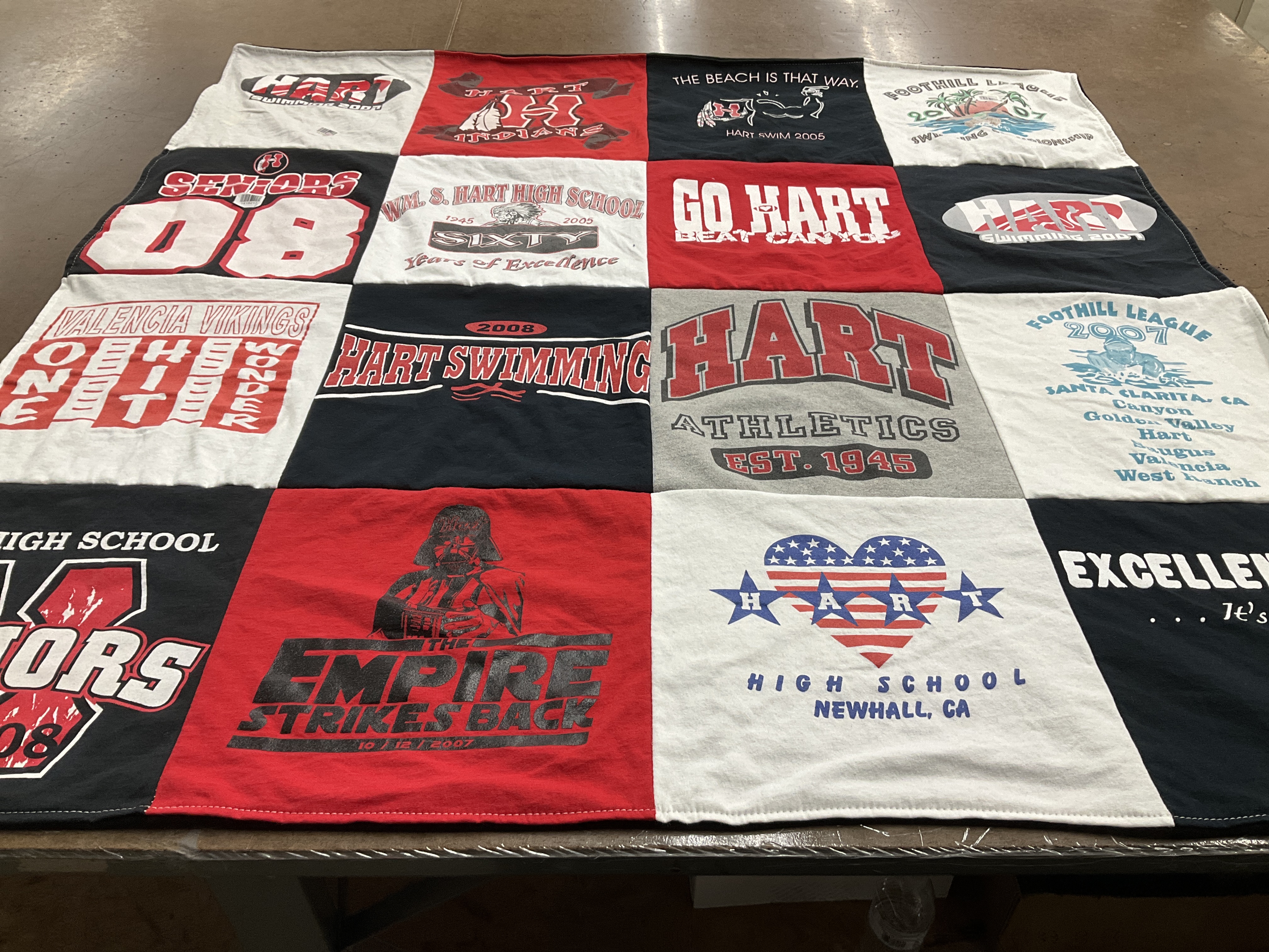 T-shirt quilt featuring valencia vikings, hart high school varsity team by Jenny from CA