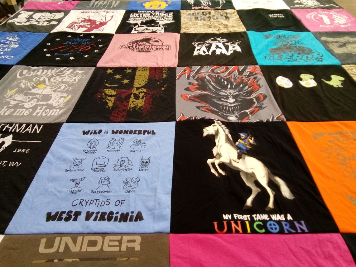 T-shirt quilt with cryptozoology, tshirts themes by Mandy from NY