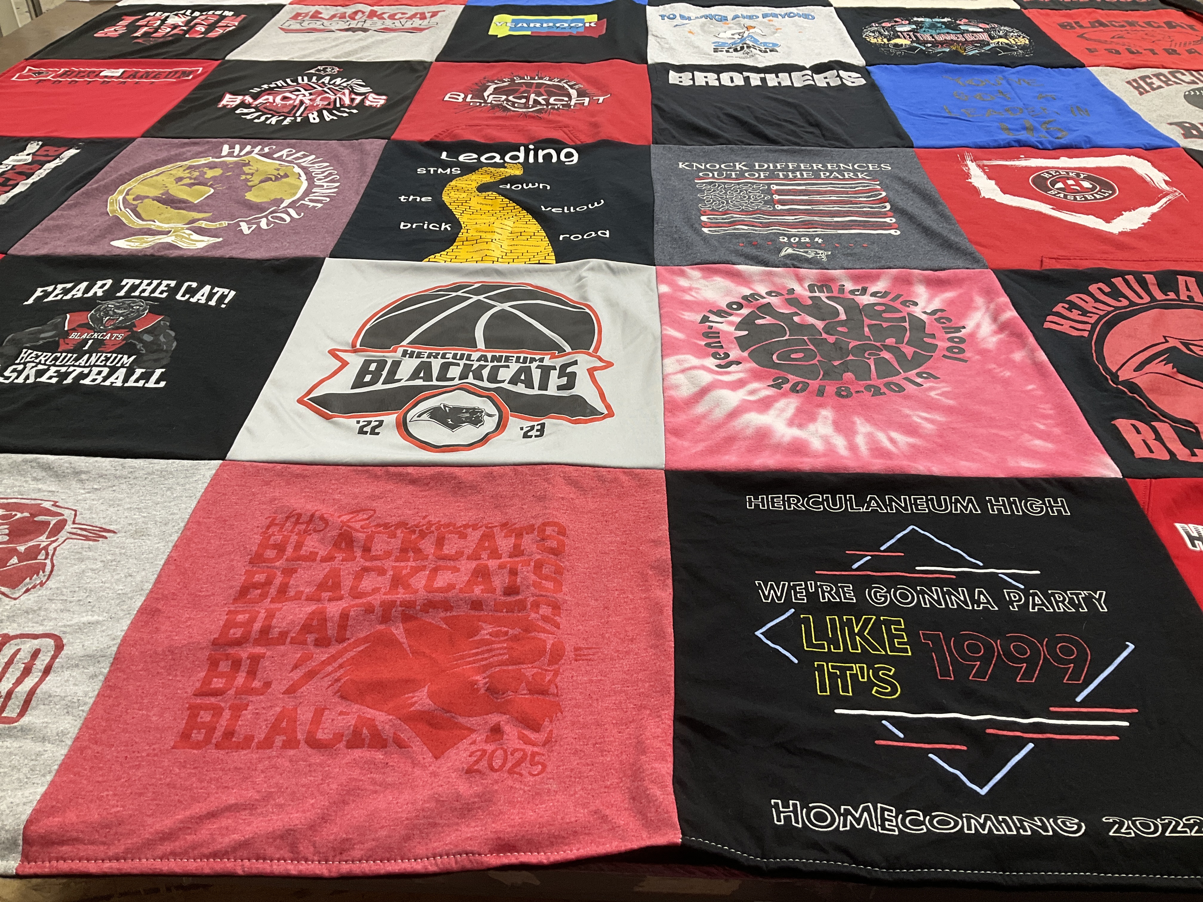 T-shirt quilt featuring herculaneum blackcats basketball by Jennifer from MO