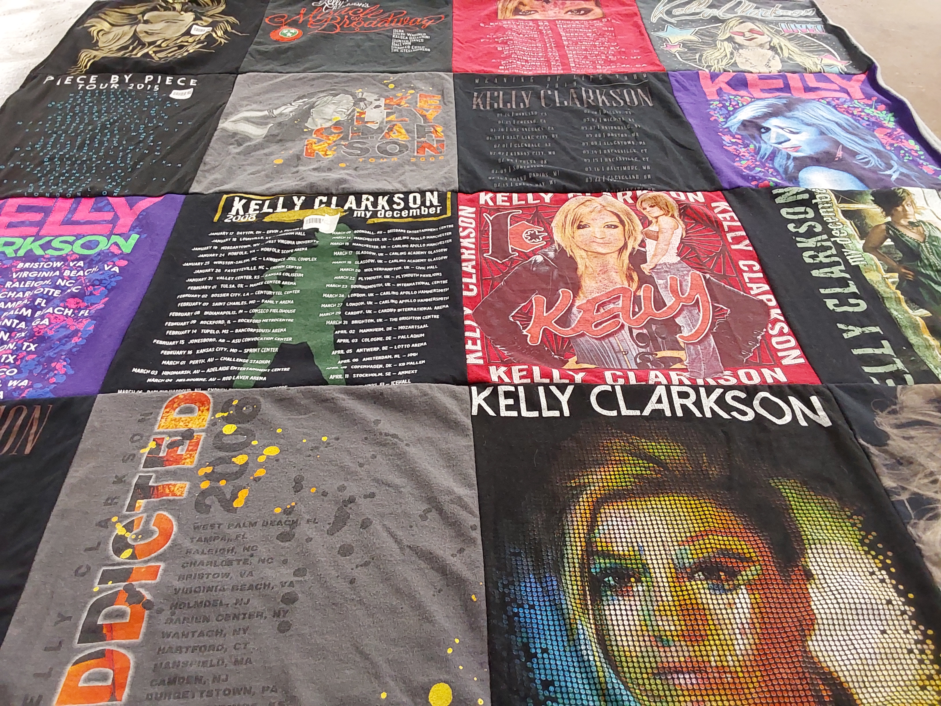 T-shirt quilt with music, concerts themes by Michael from GA
