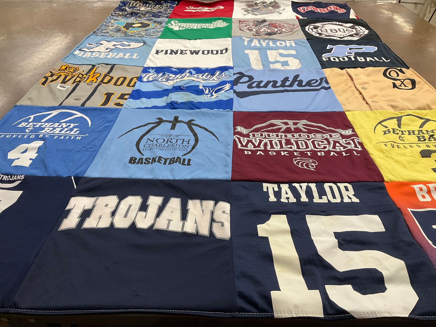 T-shirt quilt featuring trojans, panthers by Jenny from SC