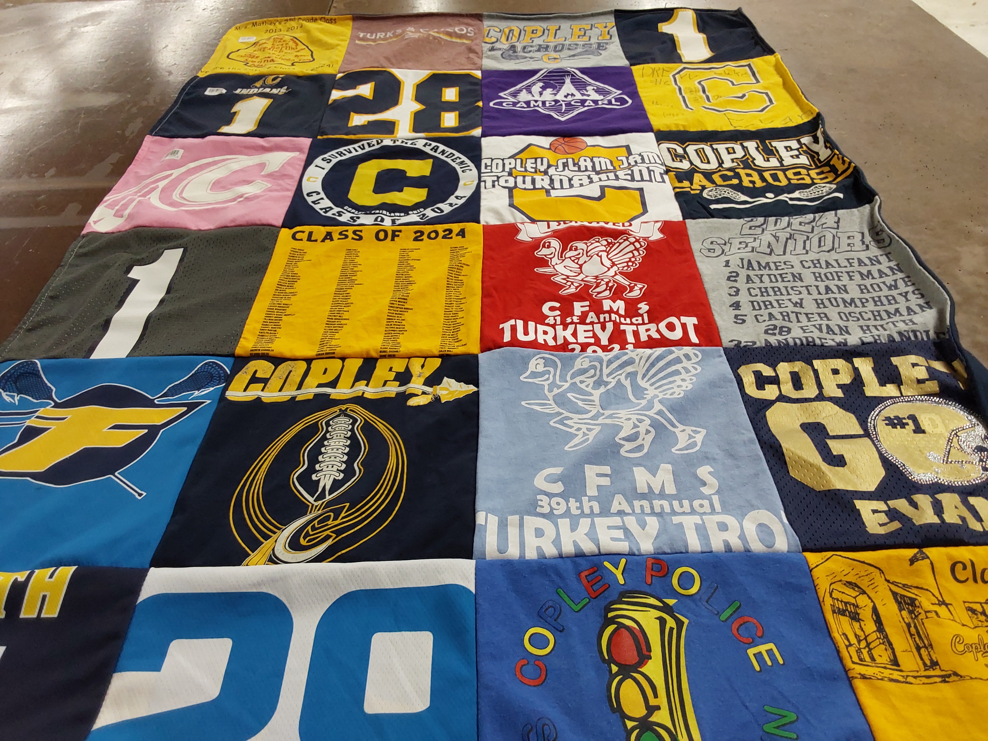T-shirt quilt featuring copley lacrosse team, copley football team by Jessica from OH