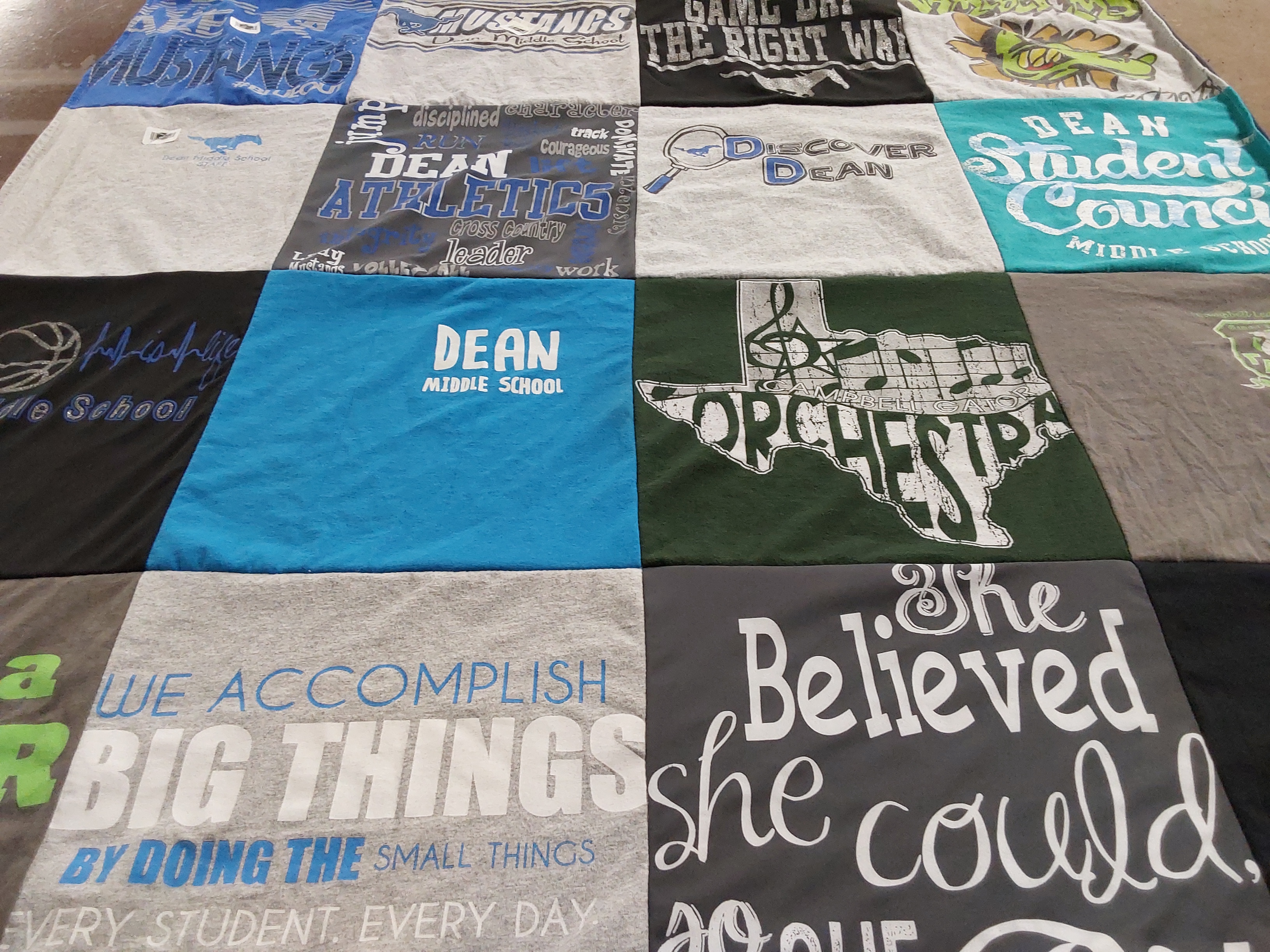 T-shirt quilt featuring mustangs by Jovan from TX