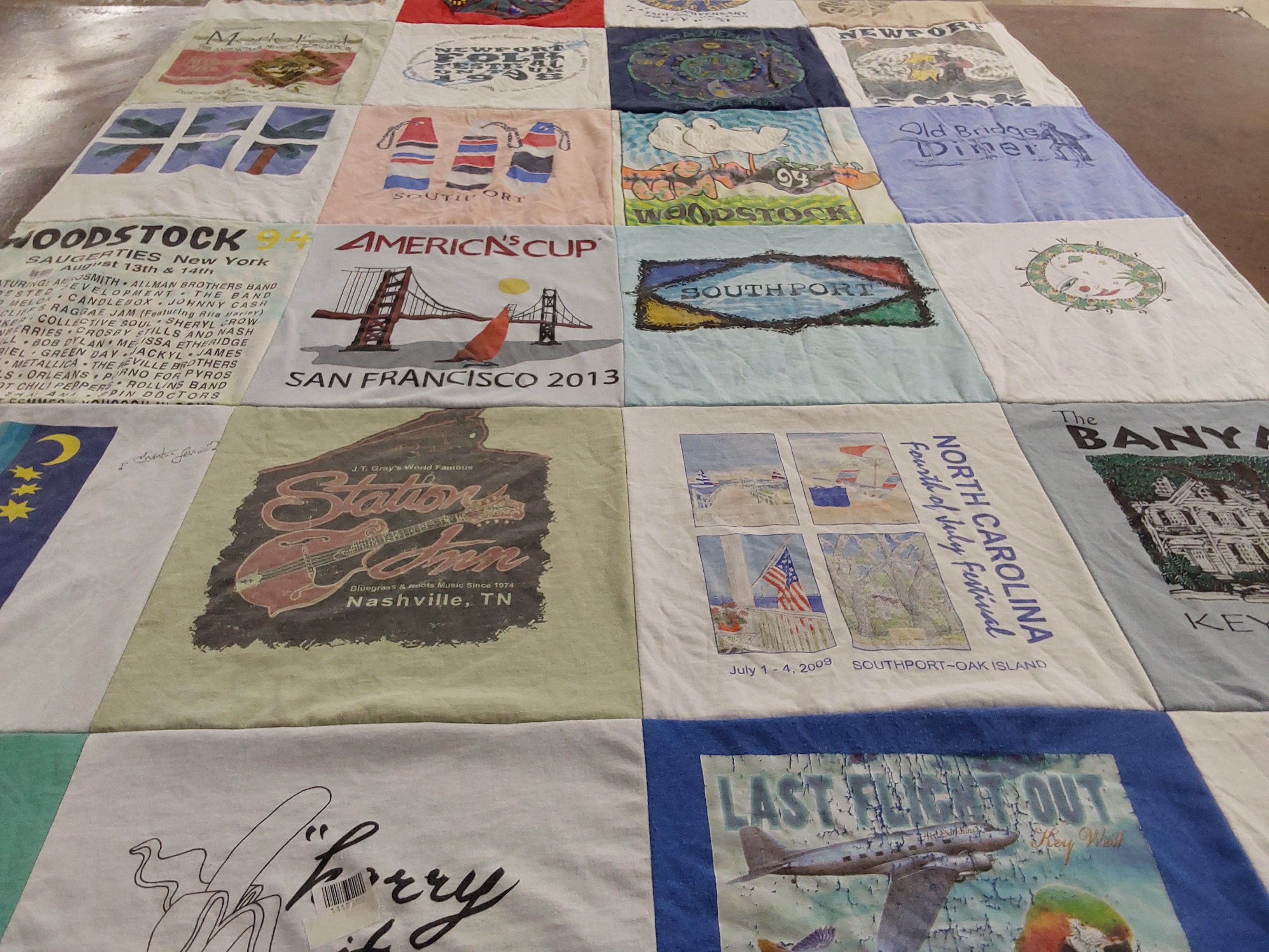 T-shirt quilt with music, festivals themes by Amee from NC
