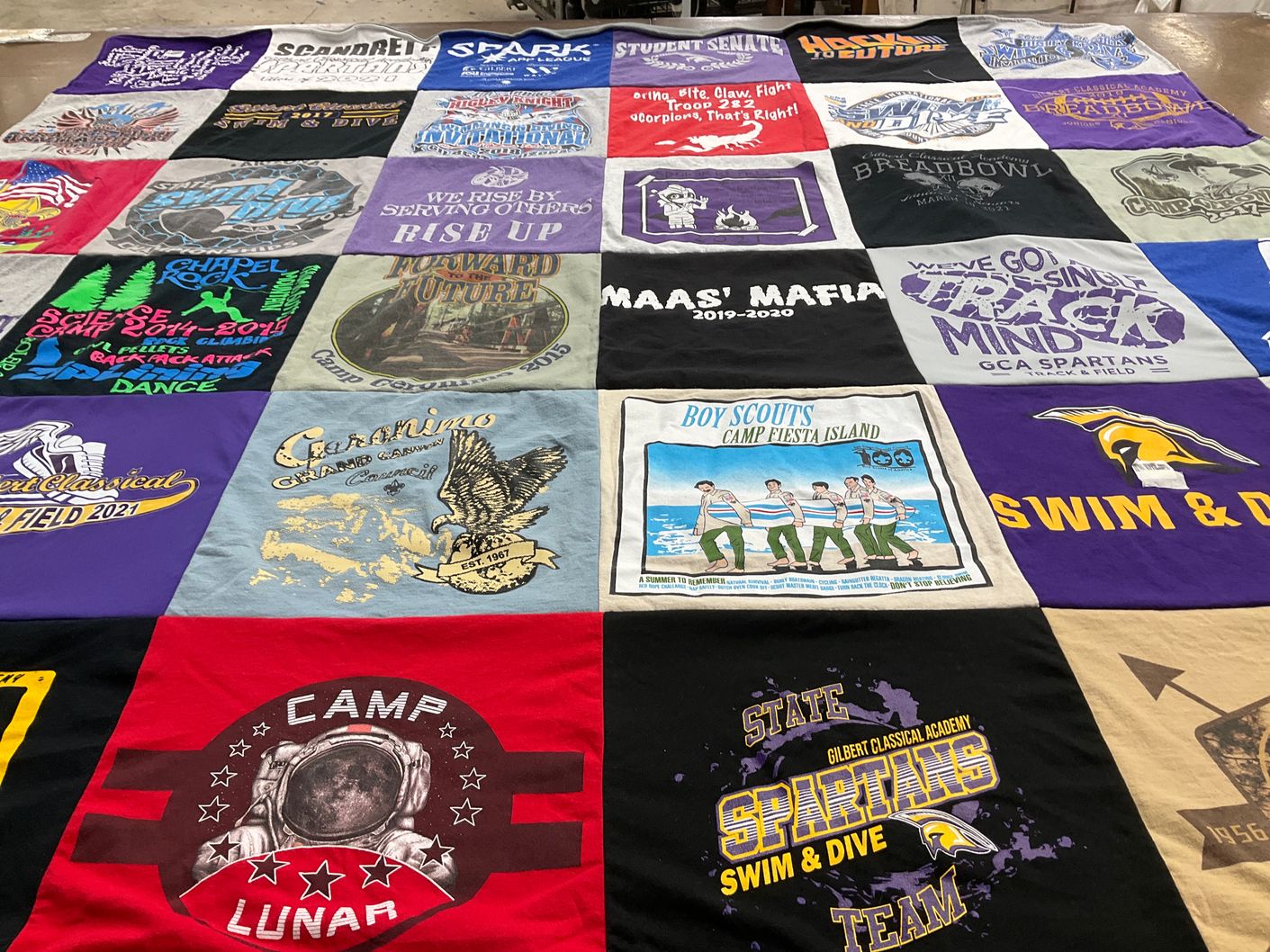 T-shirt quilt featuring gca spartans swim and dive by Pamela from TX