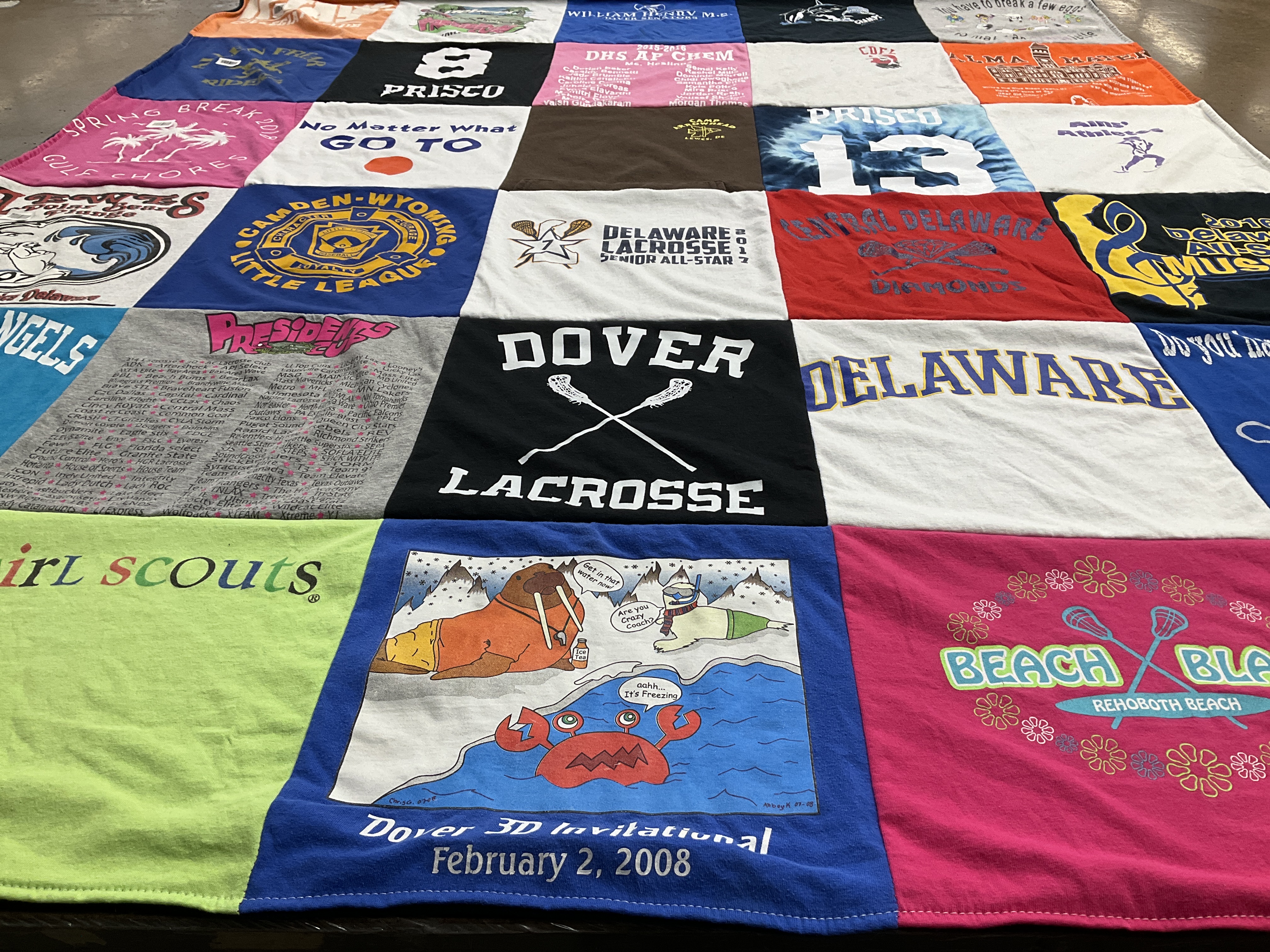T-shirt quilt featuring delaware lacrosse, camden-wyoming little league by Lisa from SC