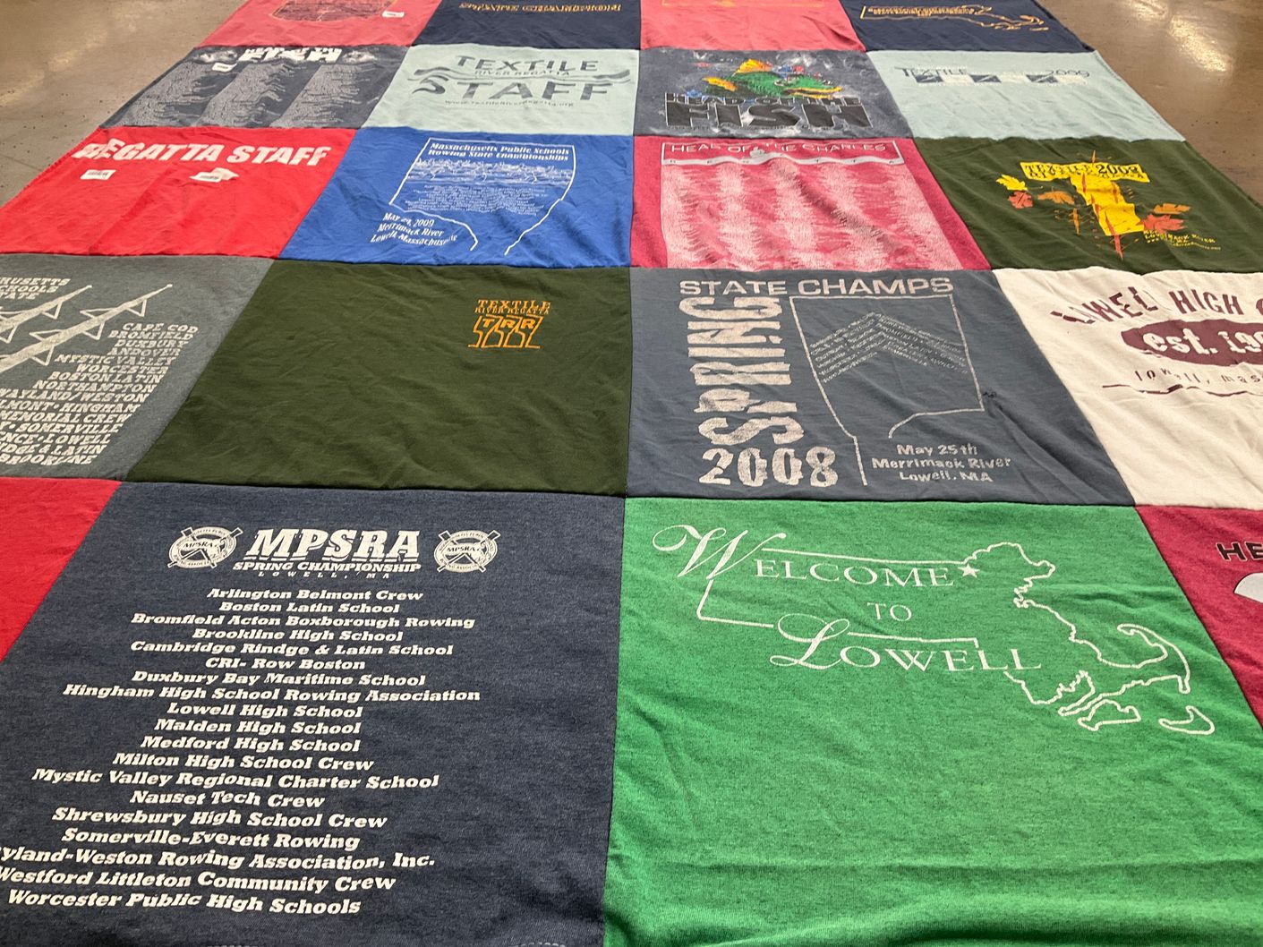T-shirt quilt featuring arlington belmont crew, bromfield action boxborough rowing by Matt from MA