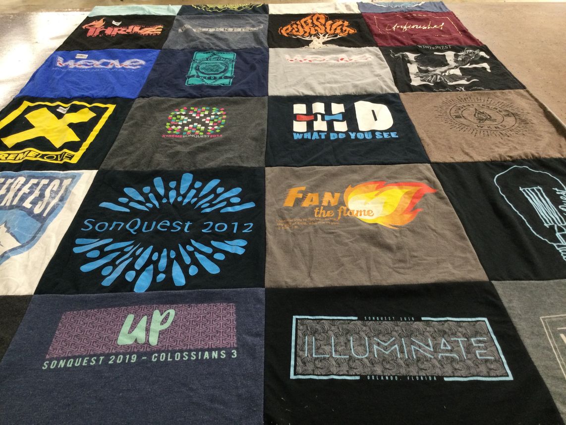 T-shirt quilt with music, youth events themes by Tammy from FL