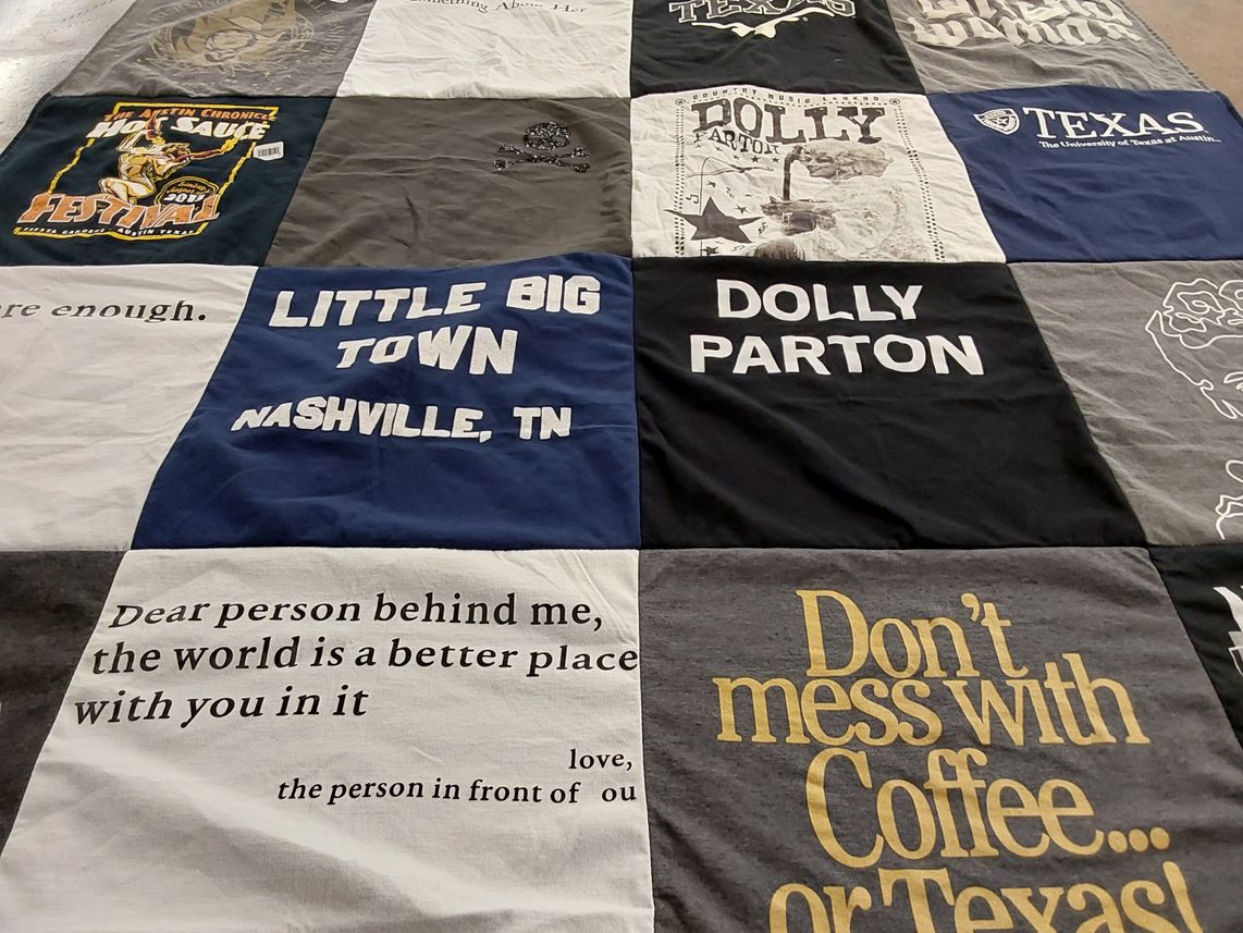 T-shirt quilt from university of texas by Jodie from NJ