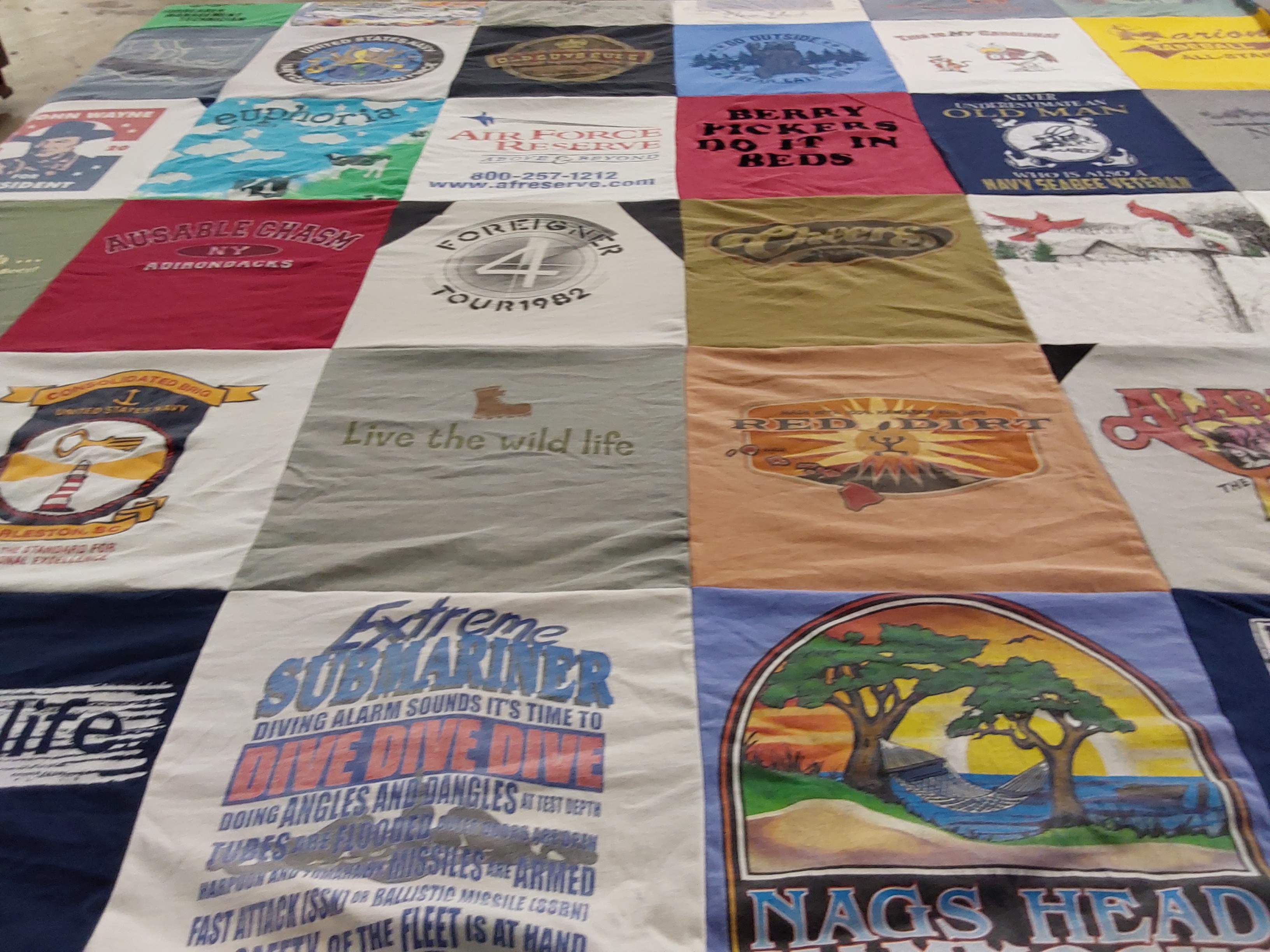 T-shirt quilt with outdoor, diving themes by Todd from SC