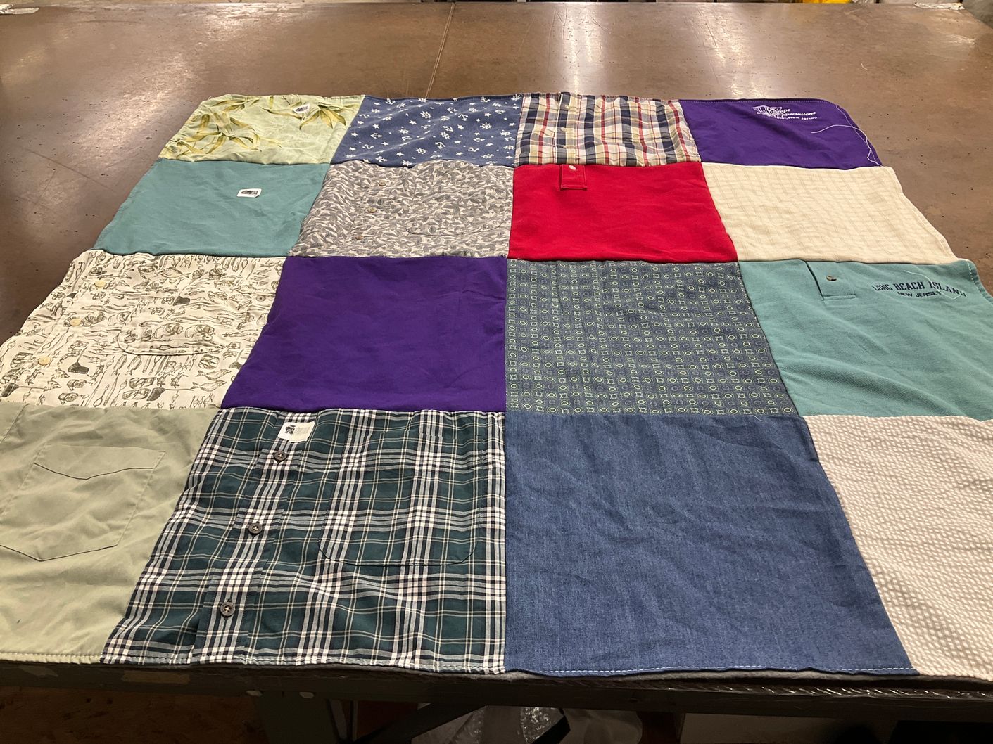 T-shirt quilt with beach activities themes by Lorraine from NJ
