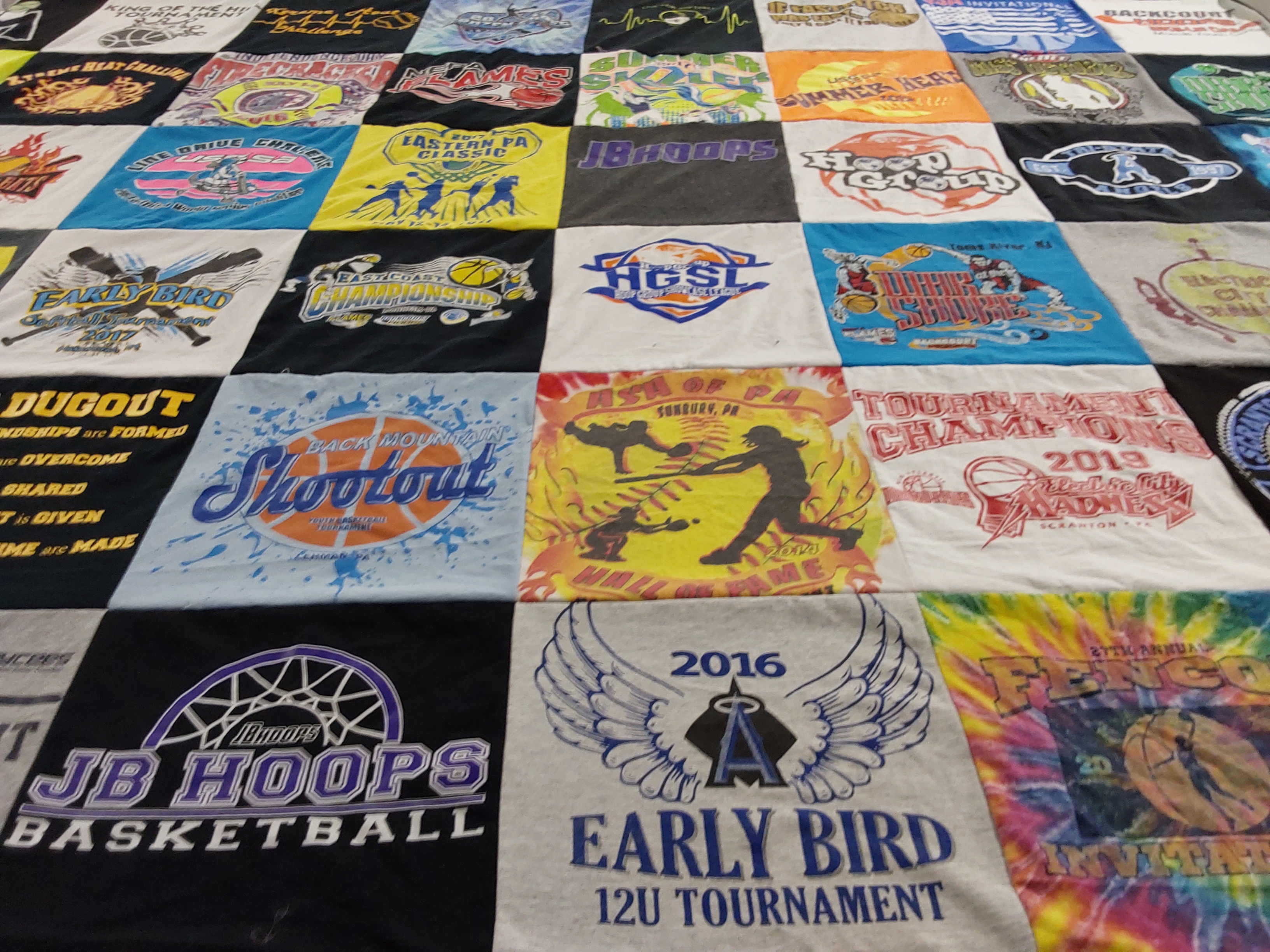 T-shirt quilt with basketball, sports themes by Julie from PA