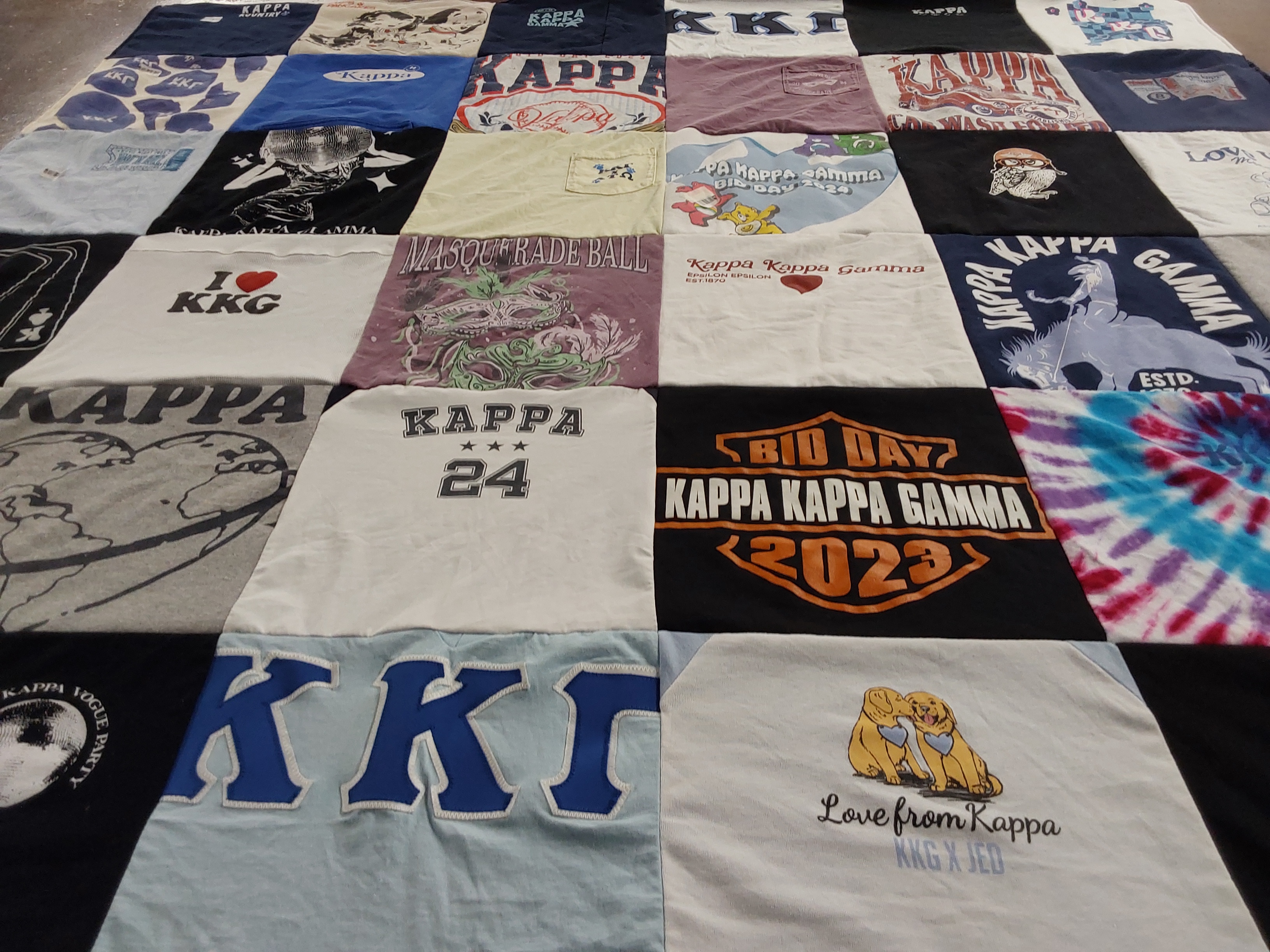 T-shirt quilt with sorority, sisterhood themes by Dawn from FL