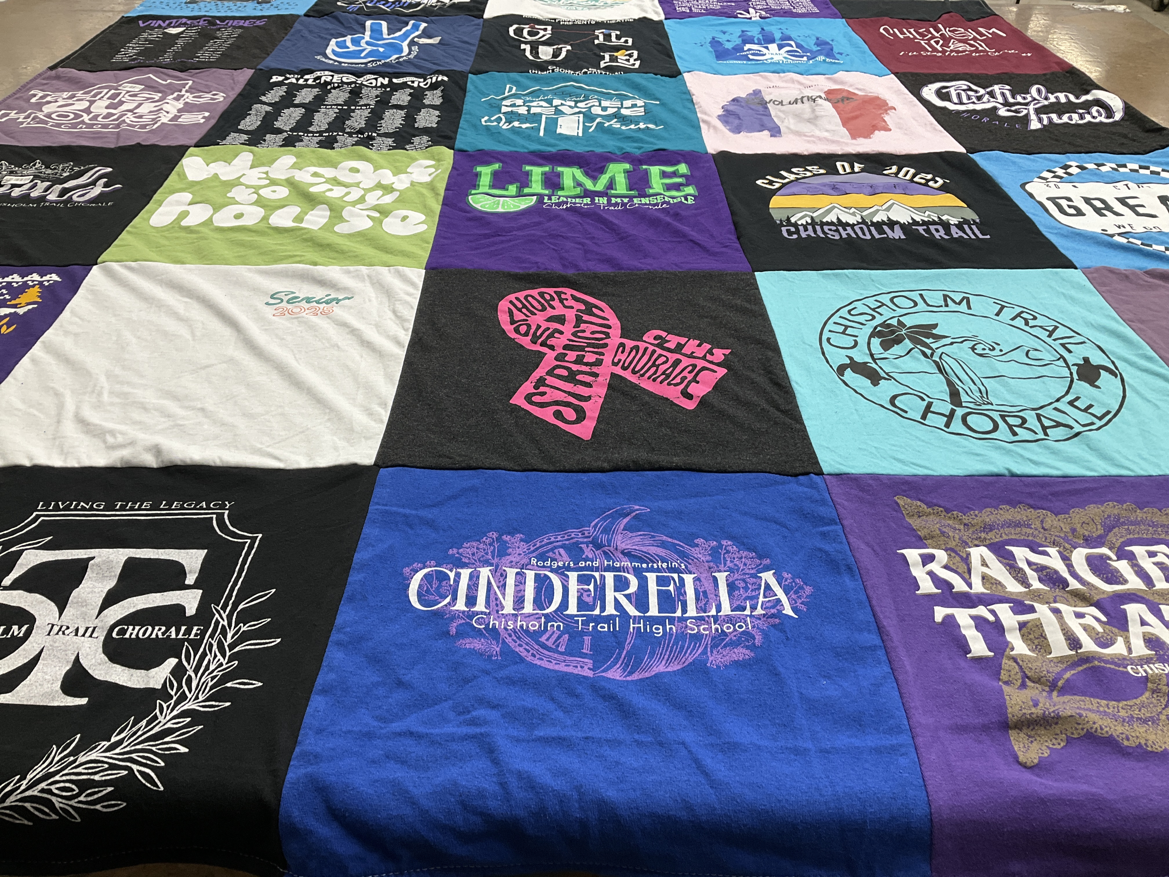 T-shirt quilt from chisholm trail high school by Laura from TX