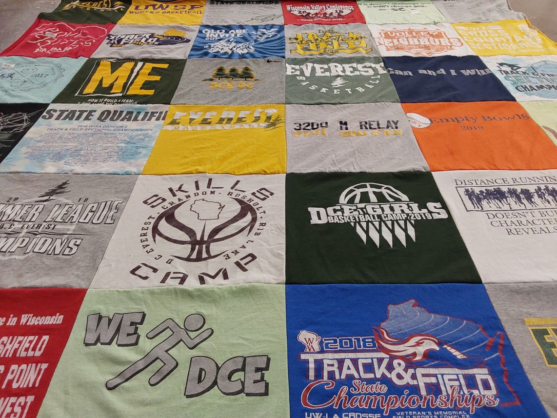 T-shirt quilt featuring everest collegiate high school basketball team, dce girls basketball team by Jamie from WI