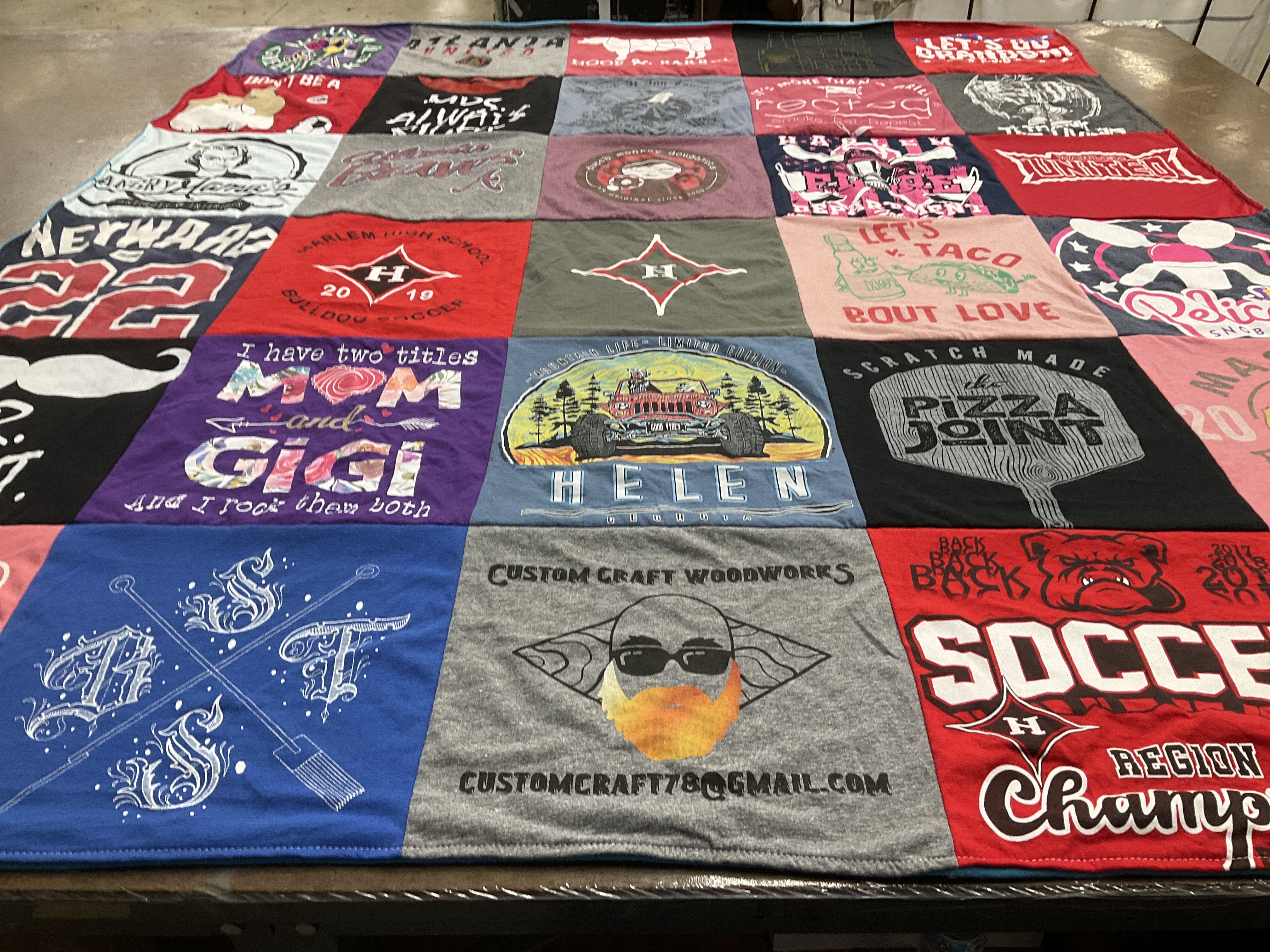 T-shirt quilt featuring soccer team by Regina from GA