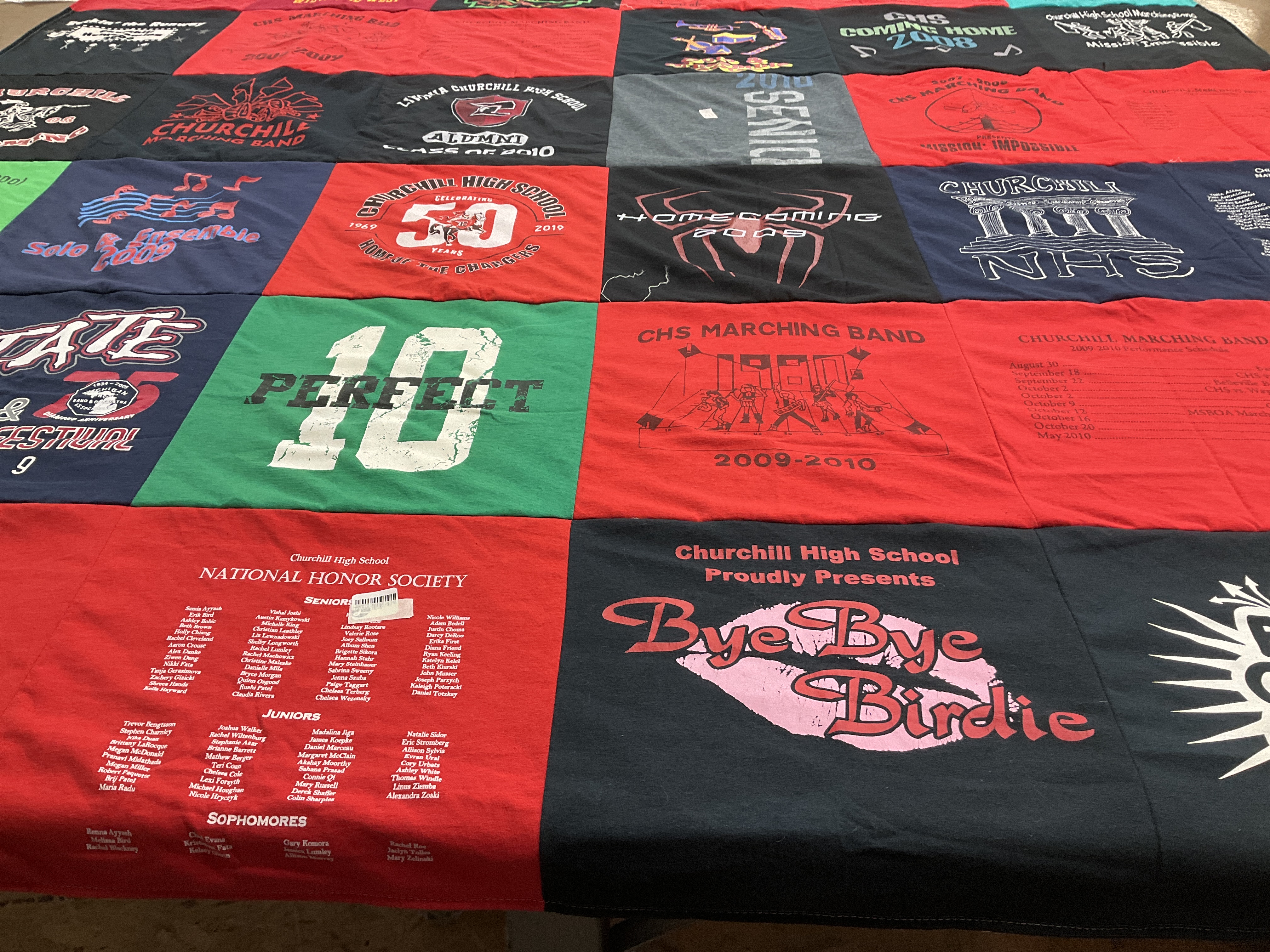 T-shirt quilt from churchill high school by Sabrina from MI