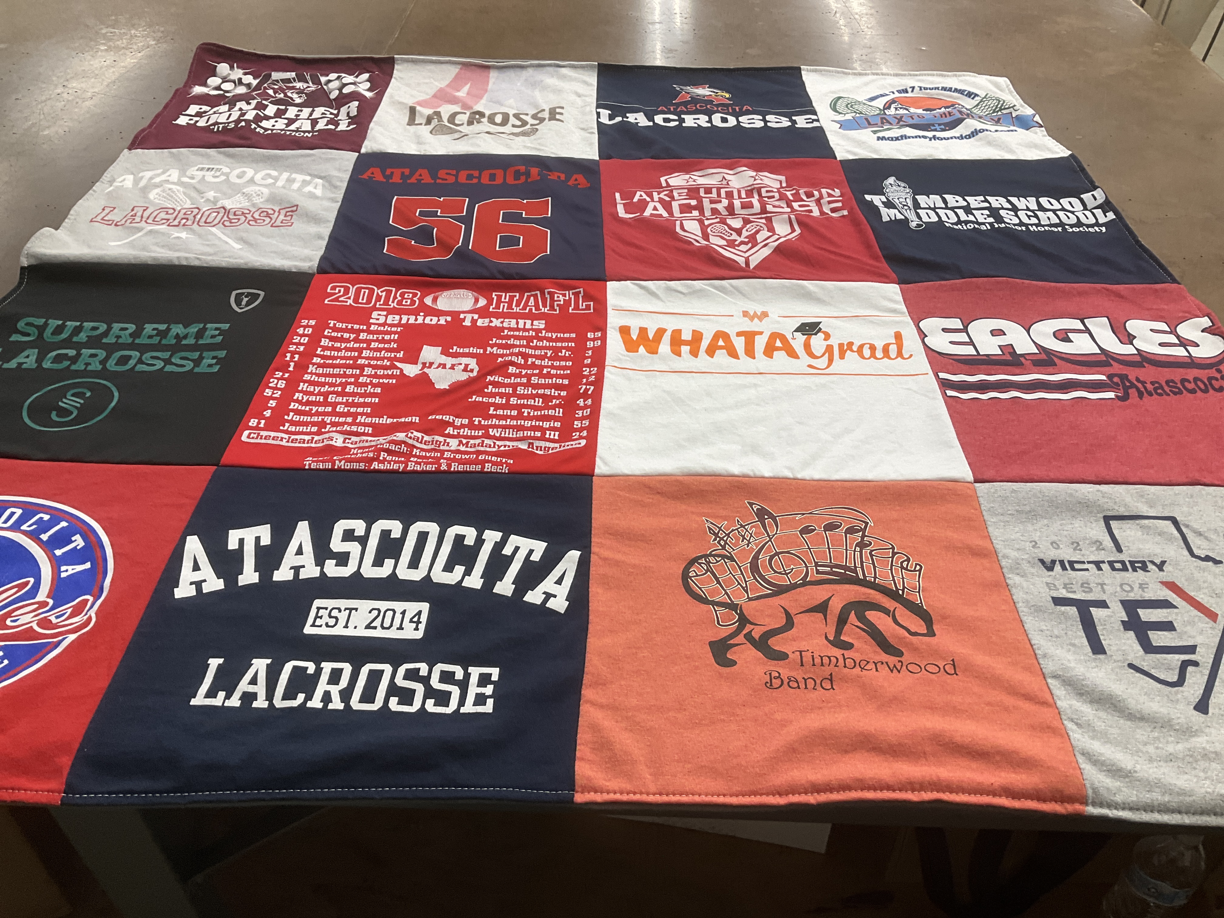 T-shirt quilt featuring atascocita high school, lake houston lacrosse by Stacy from TX