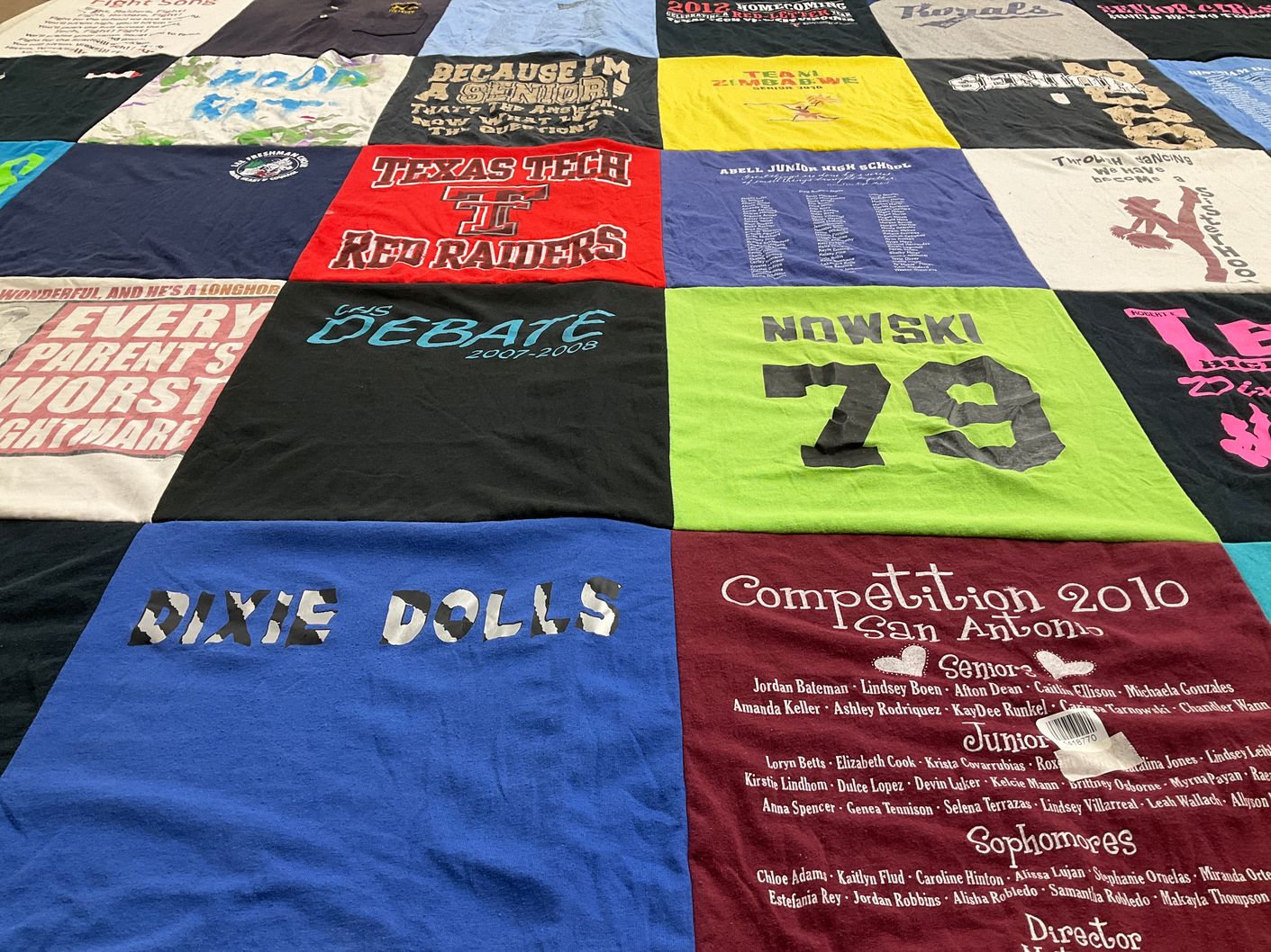 T-shirt quilt from texas tech university, abel junior high school by Barbara from MO