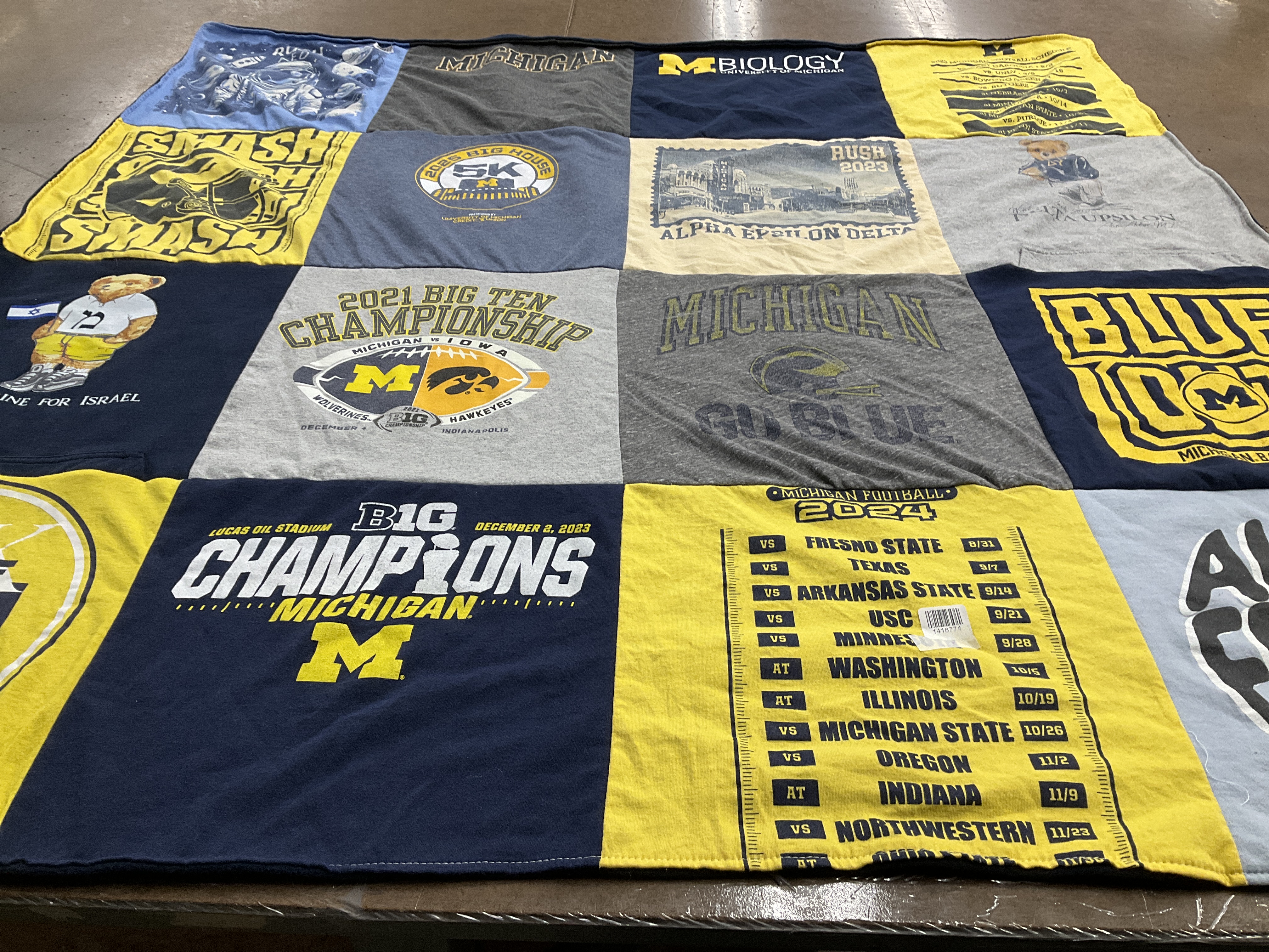 T-shirt quilt featuring university of michigan football by Franci from MI