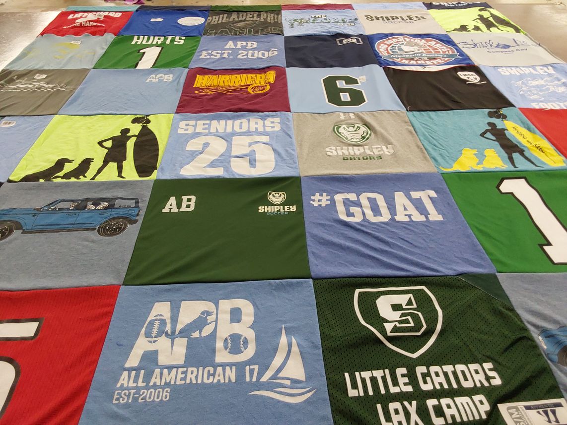 T-shirt quilt featuring shipley gators by Alicia from PA