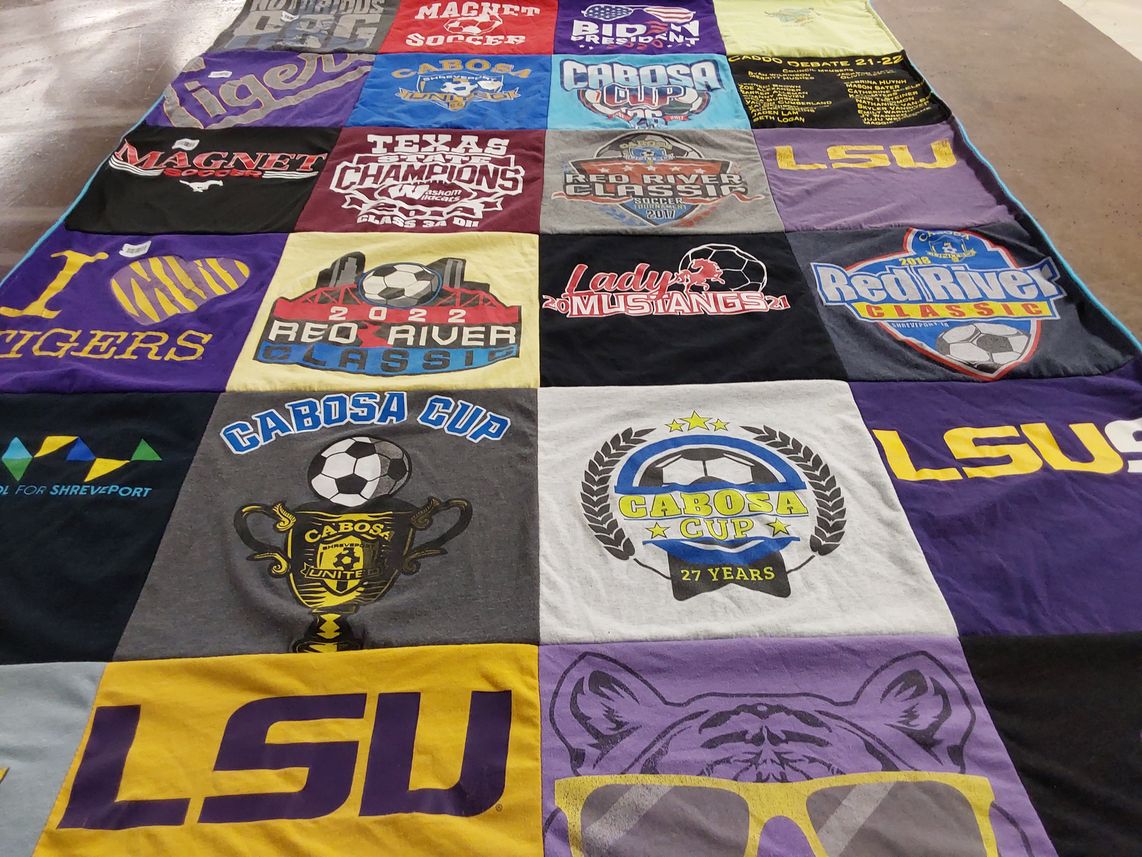 T-shirt quilt featuring lsu tigers, lady mustangs by Ann from LA