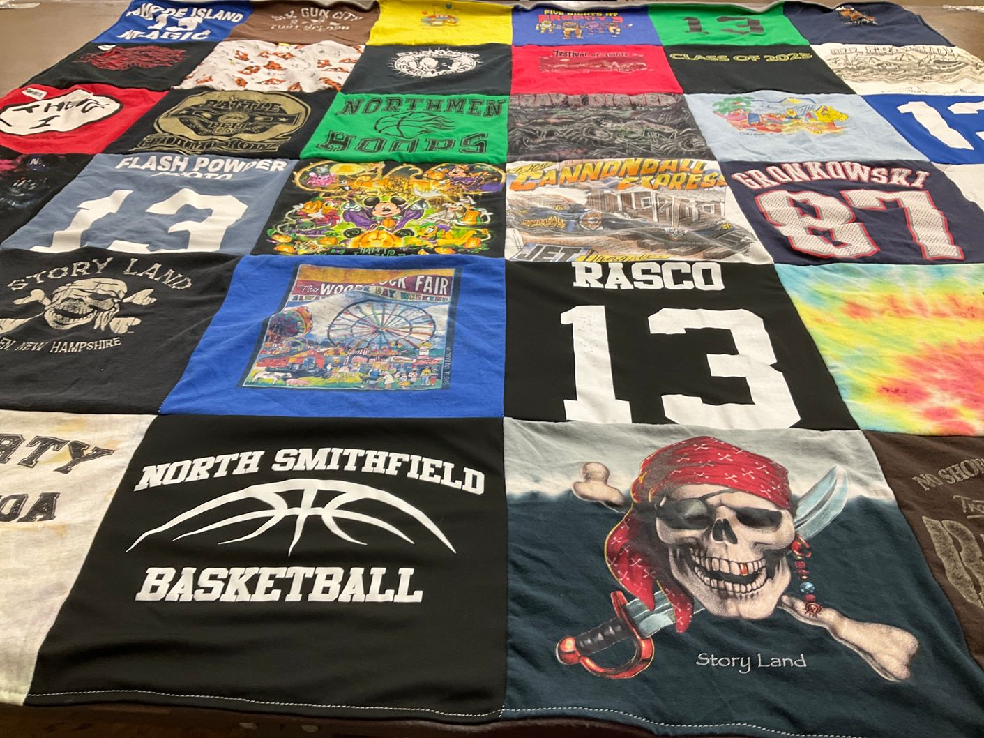 T-shirt quilt with basketball, theme parks themes by Catherine from RI