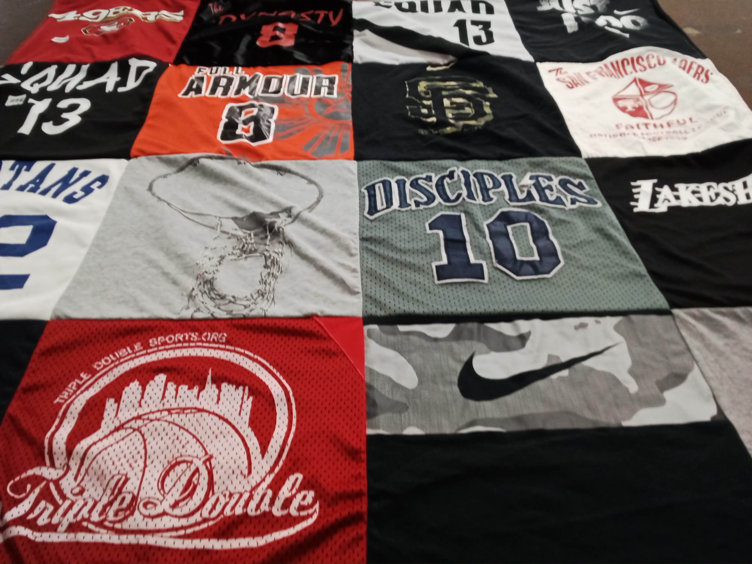 T-shirt quilt with basketball, sports themes by Jaylyn from CA