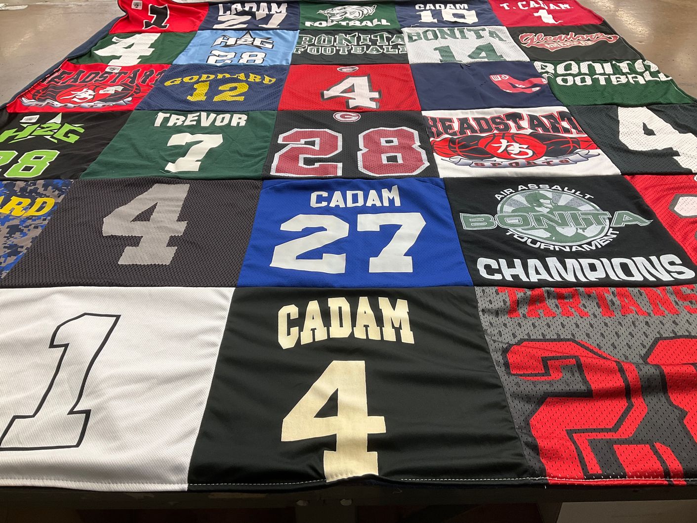T-shirt quilt featuring bonita football, headstart football by Dara from CA