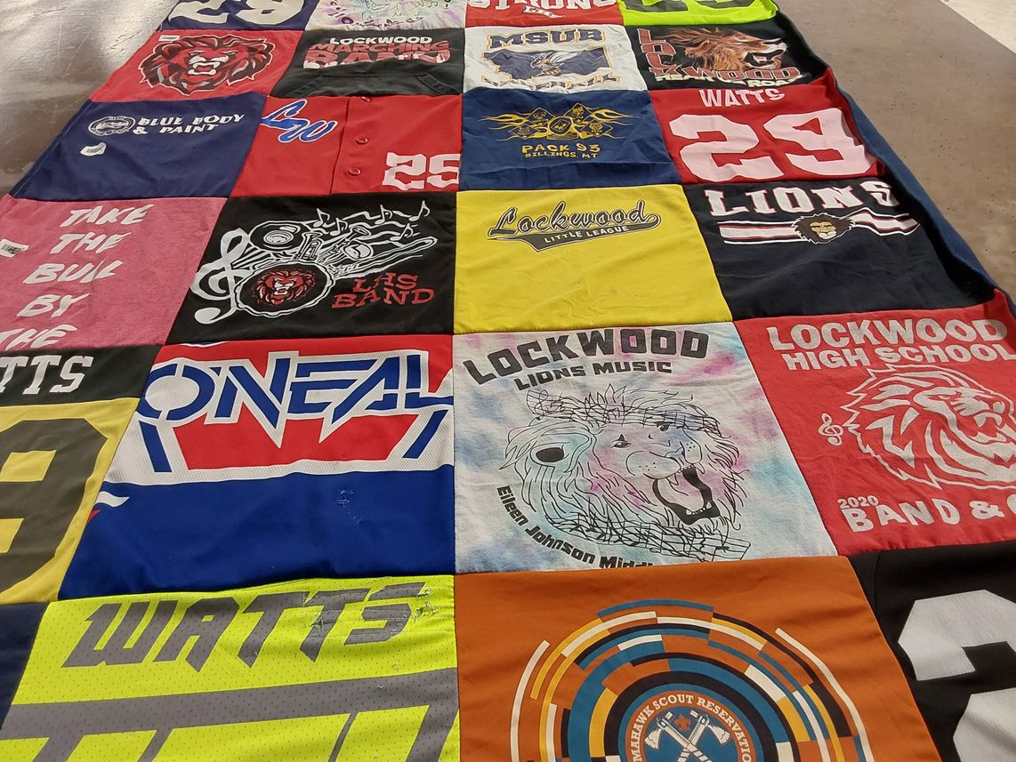 T-shirt quilt featuring lockwood lions by Heather from MT