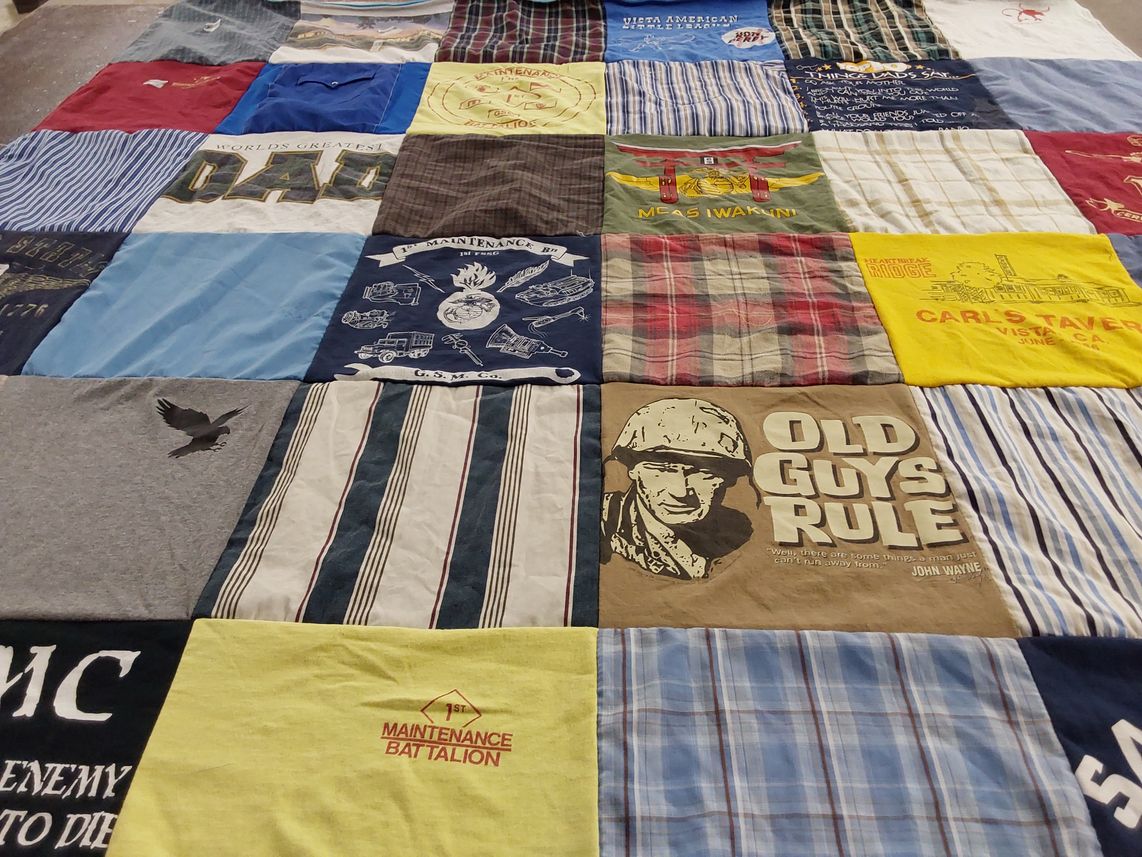 T-shirt quilt with military, family themes by Donna K from CA