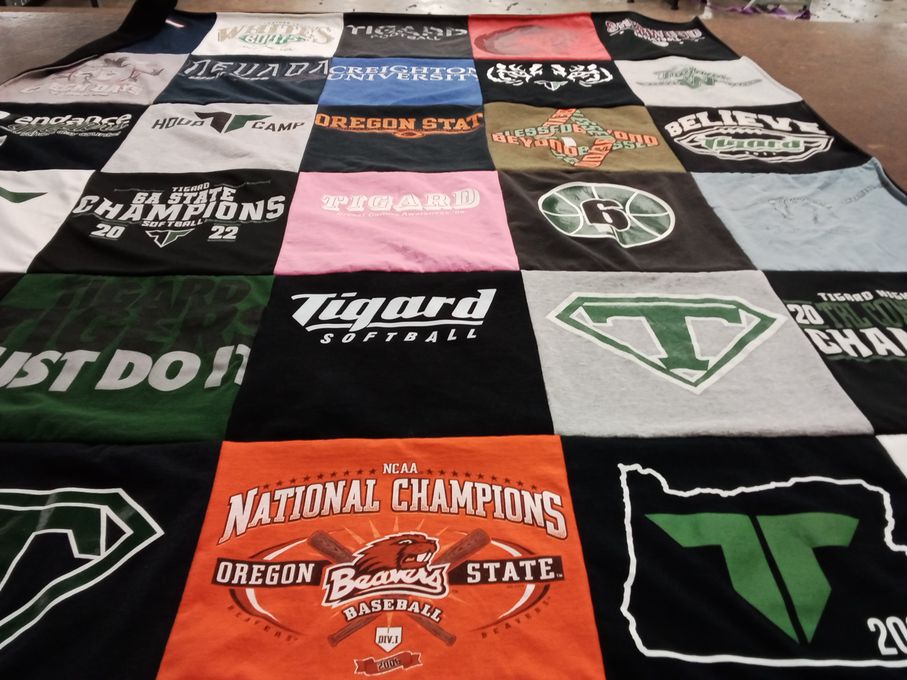 T-shirt quilt featuring tigard high school softball, oregon state baseball by Peter from OR