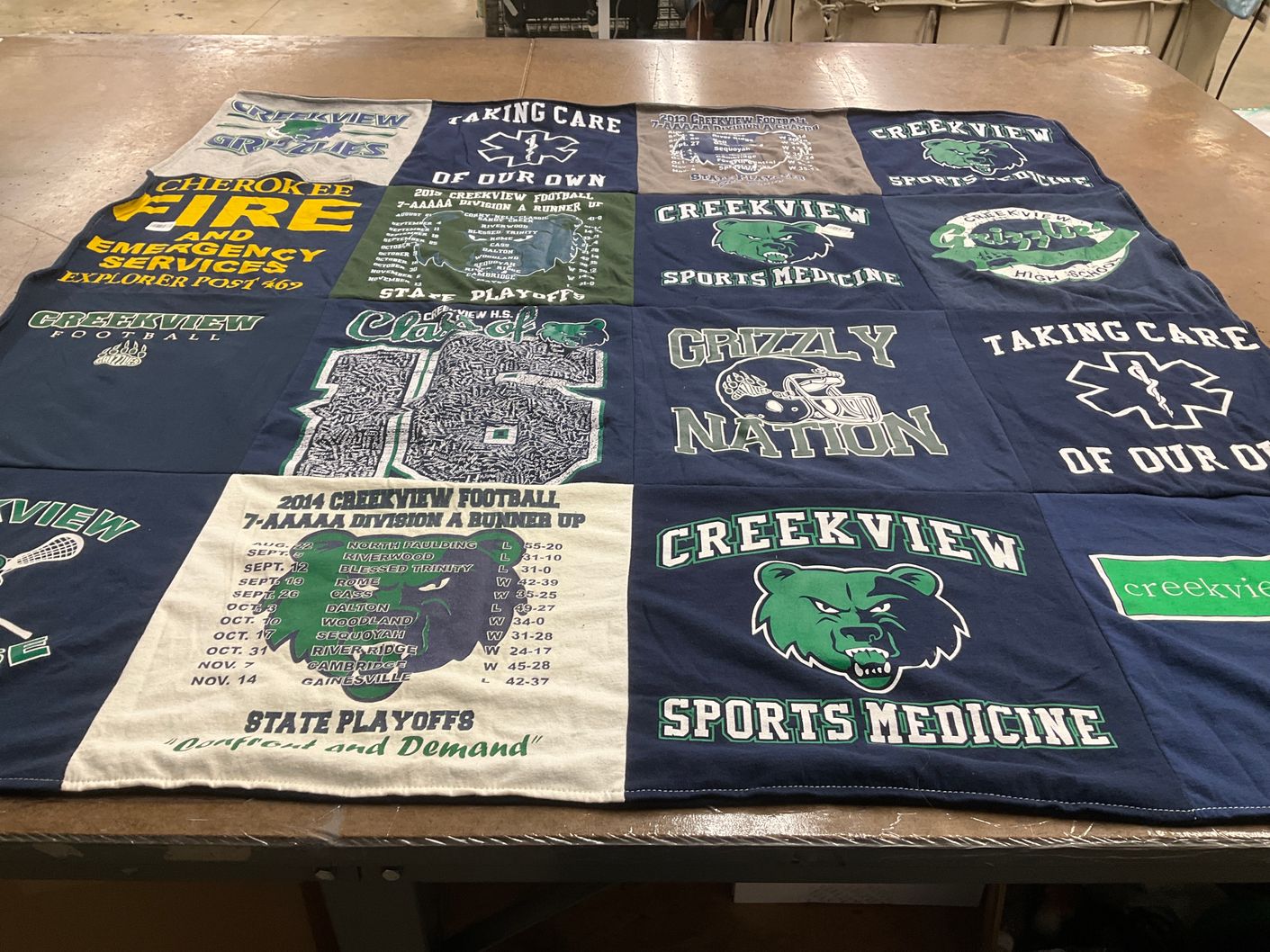 T-shirt quilt featuring creekview football by Julie from GA
