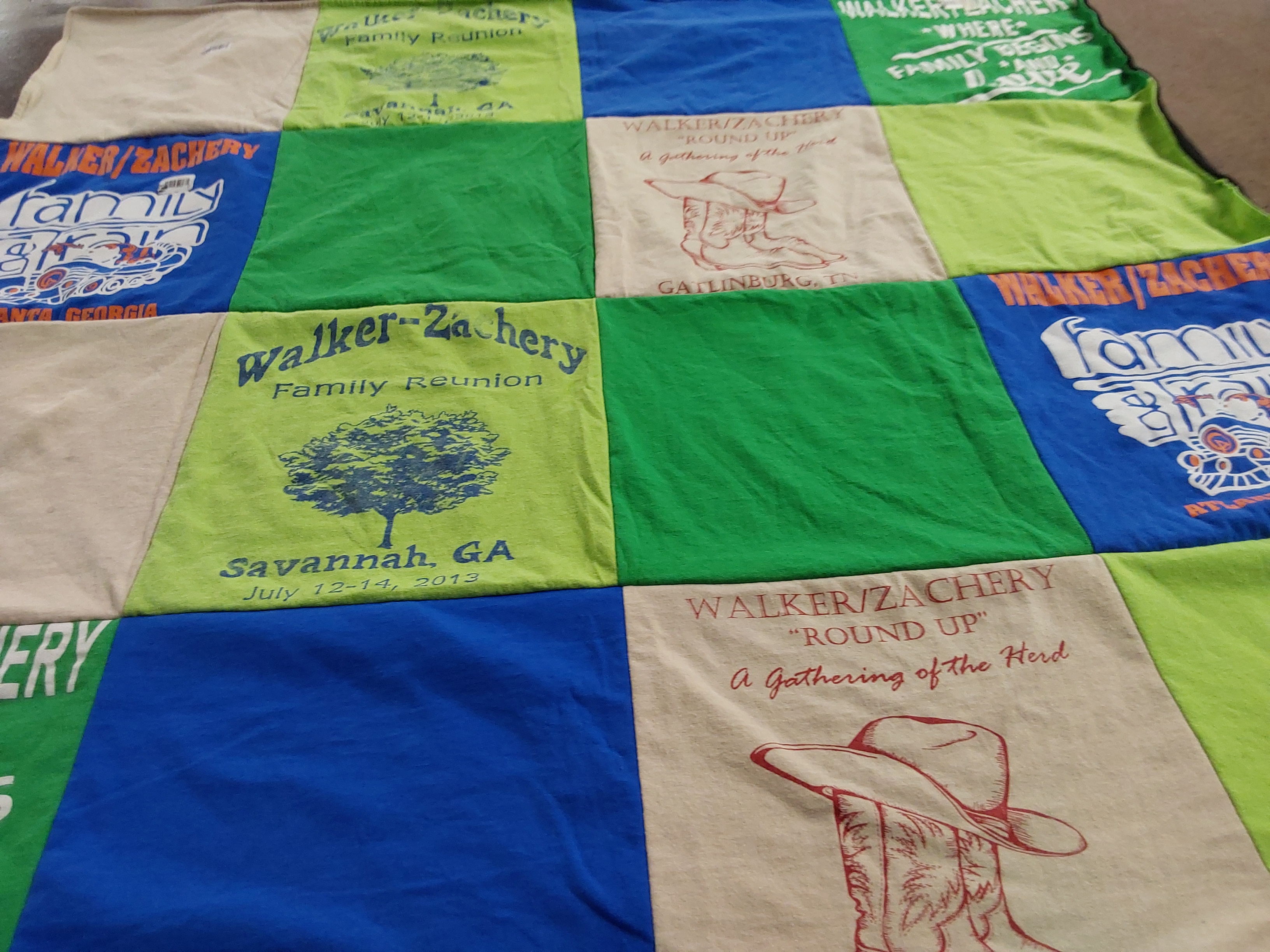 T-shirt quilt with family gatherings, reunions themes by Antonio from GA