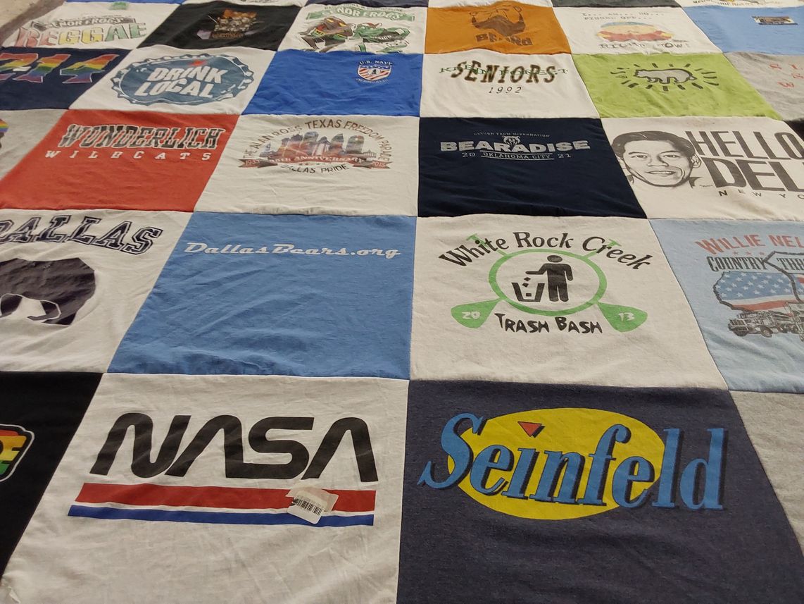 T-shirt quilt from wunderlich middle school, dallas high school by James from TX