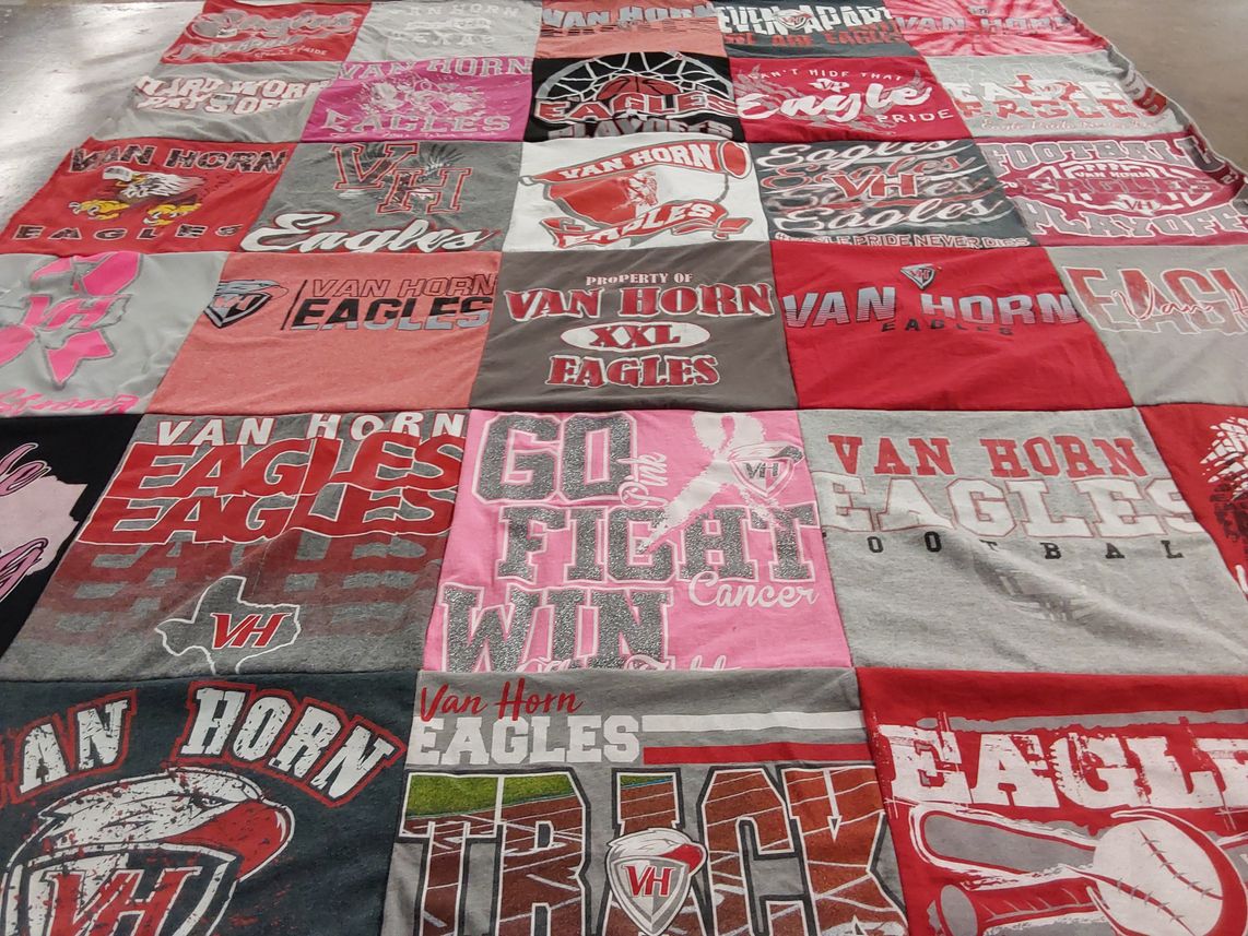 T-shirt quilt featuring van horn eagles by Ruben from TX