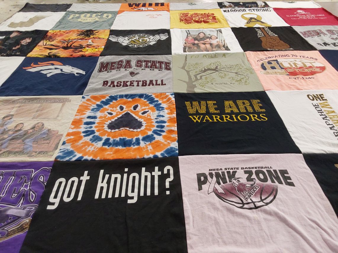 T-shirt quilt featuring mesa state basketball by Sally from CO