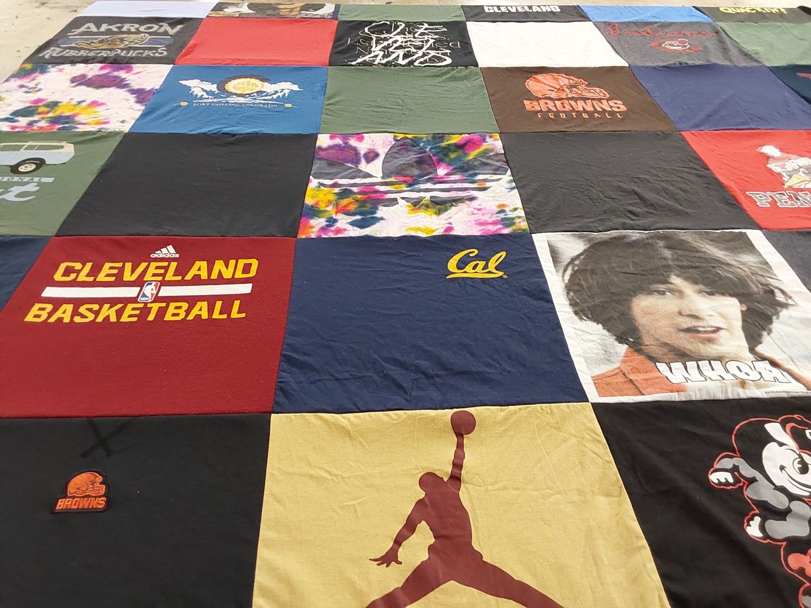 T-shirt quilt featuring cleveland browns, california university by Lisa from OR