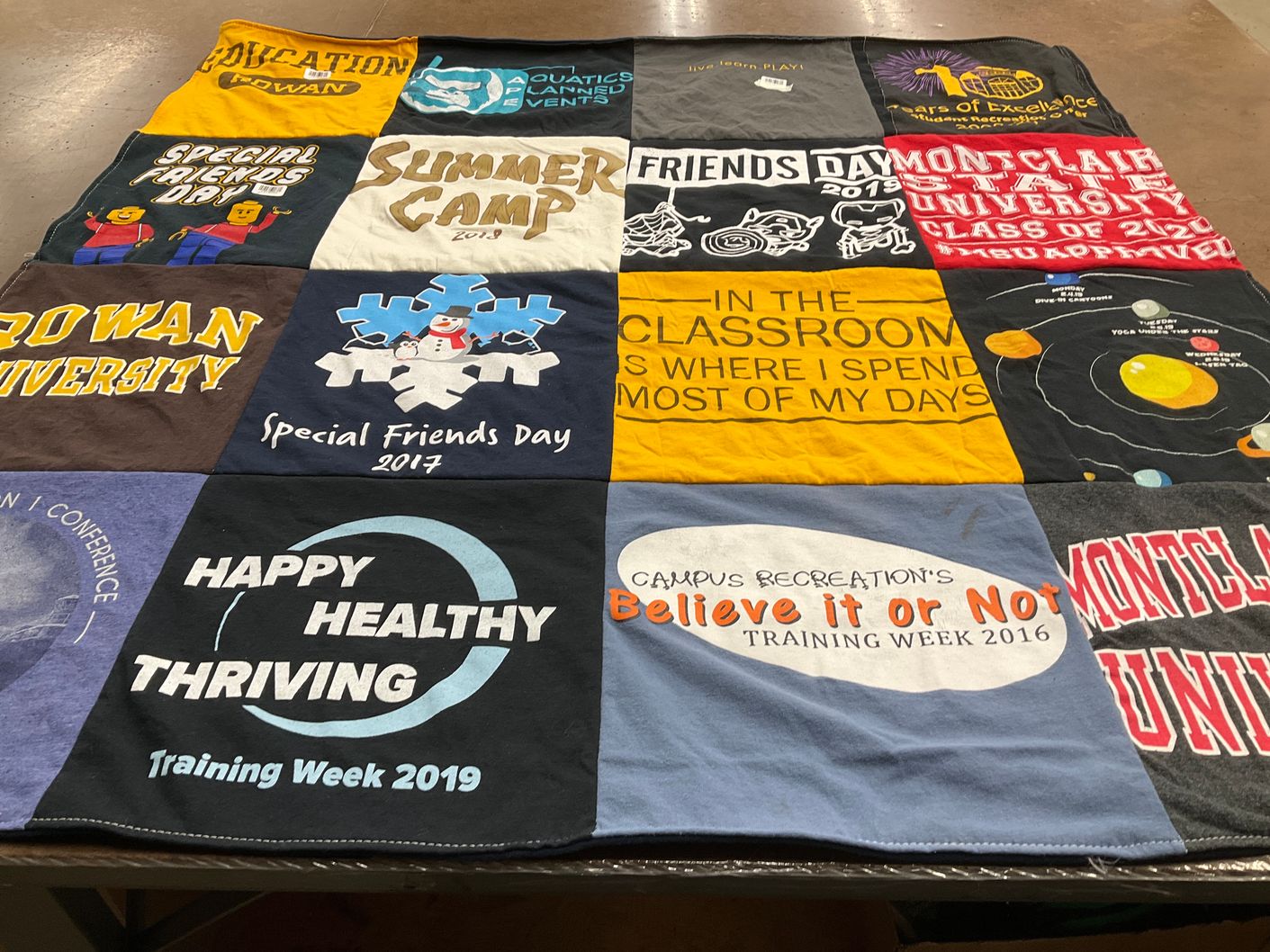 T-shirt quilt from rowan university, montclair state university by Stacey from NJ