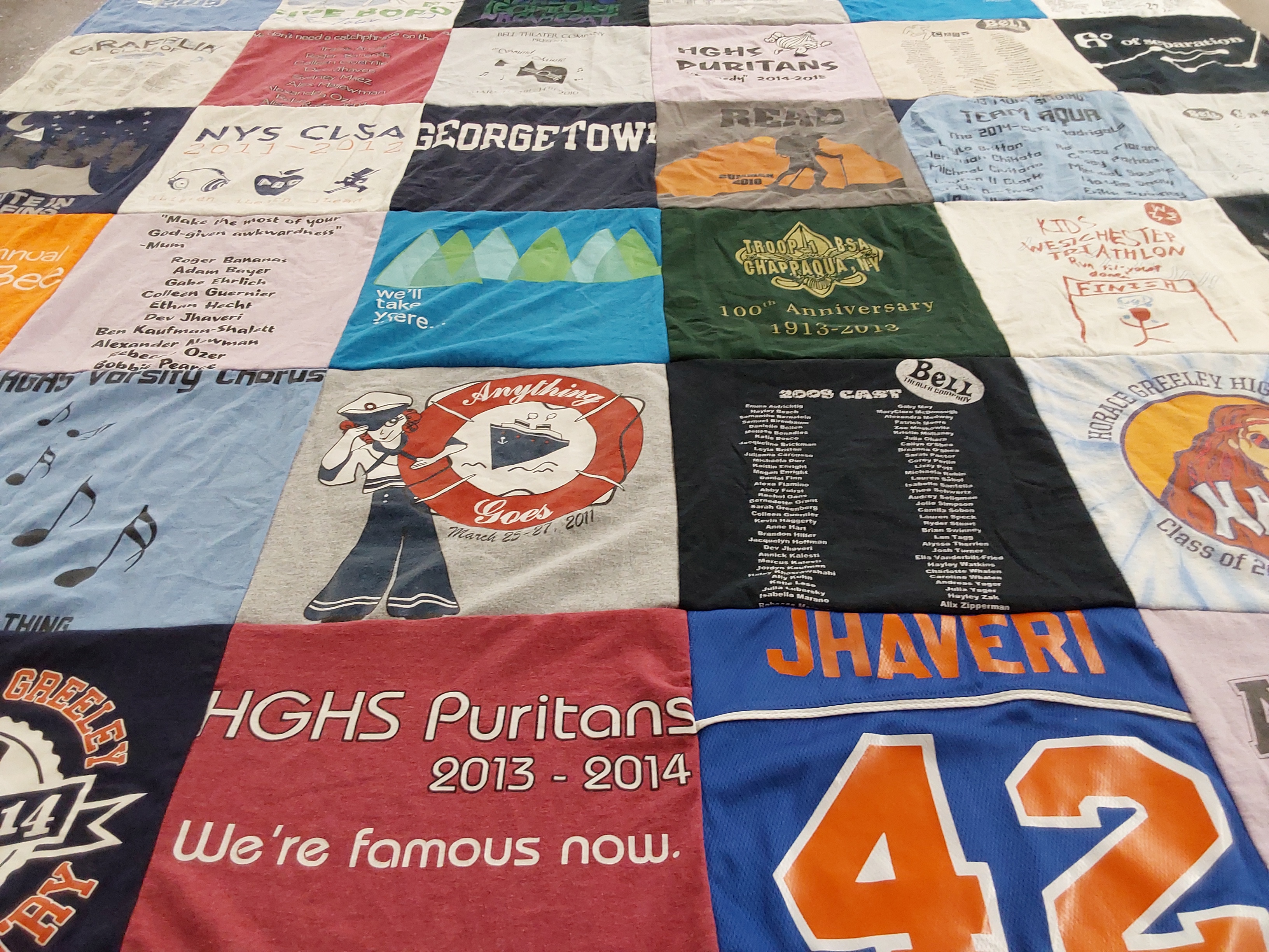T-shirt quilt from horace greeley high school by Kavita from CO