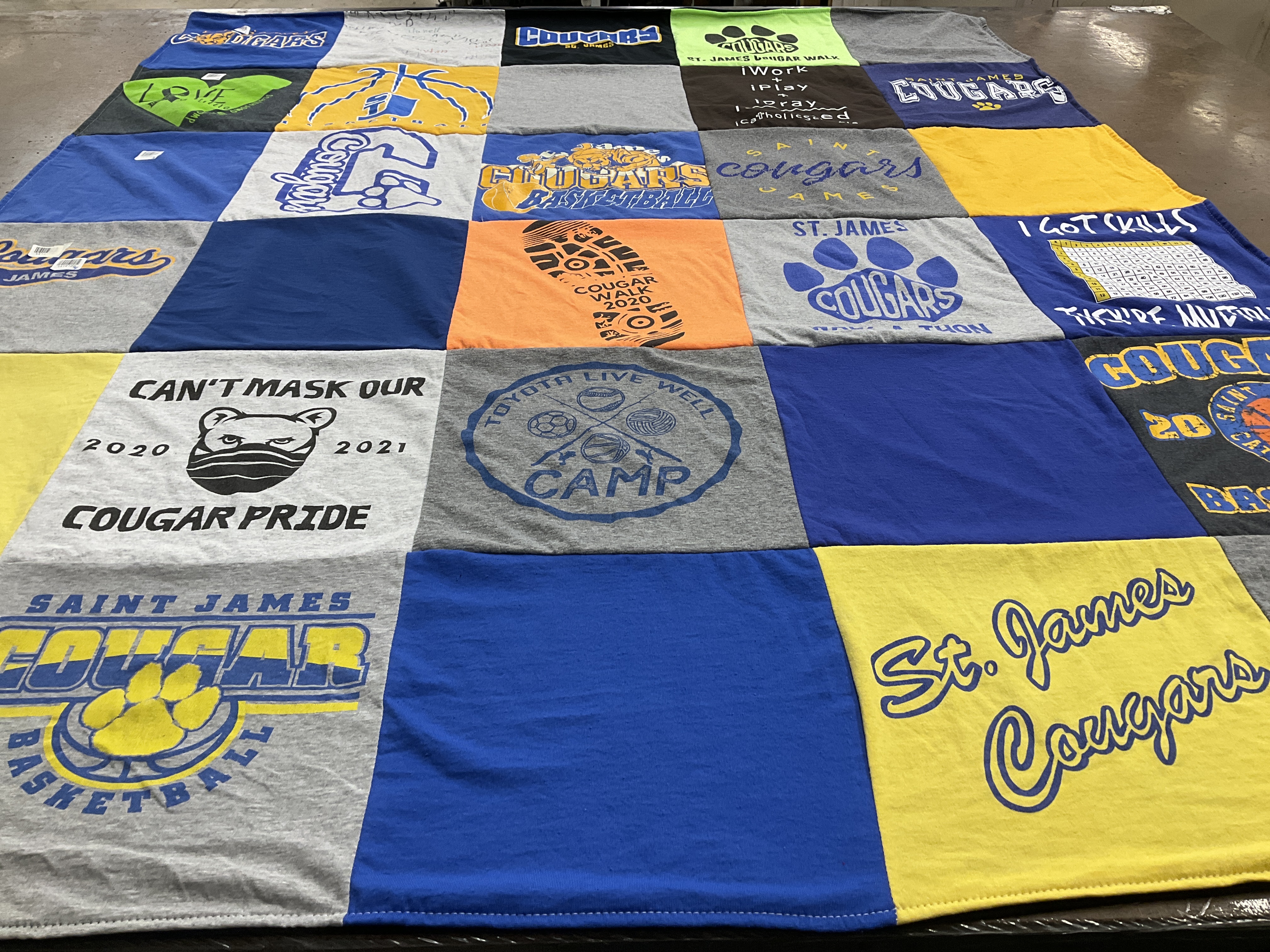 T-shirt quilt featuring saint james cougars by John from IN