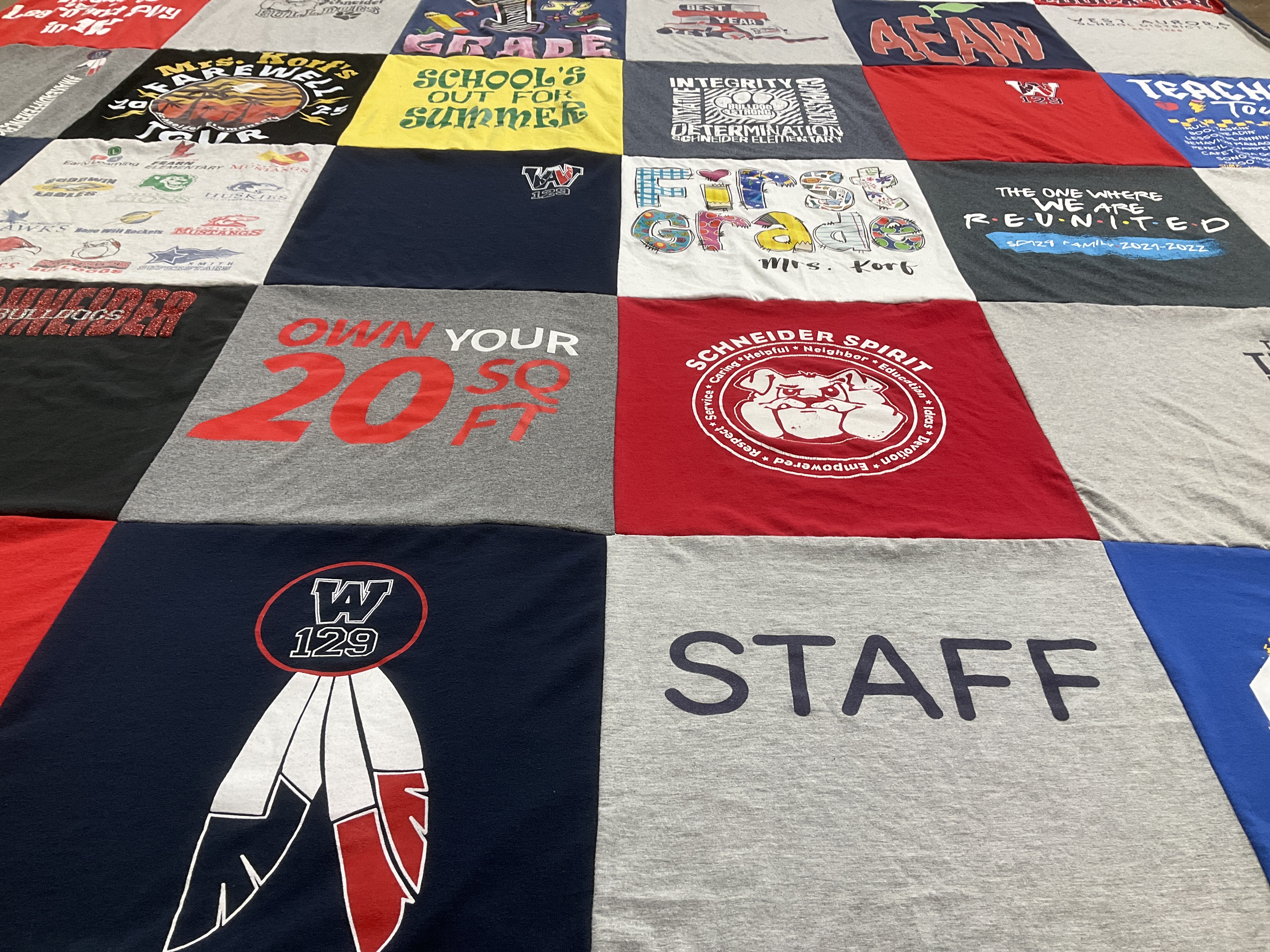T-shirt quilt from w 129 school by Tereca from IL