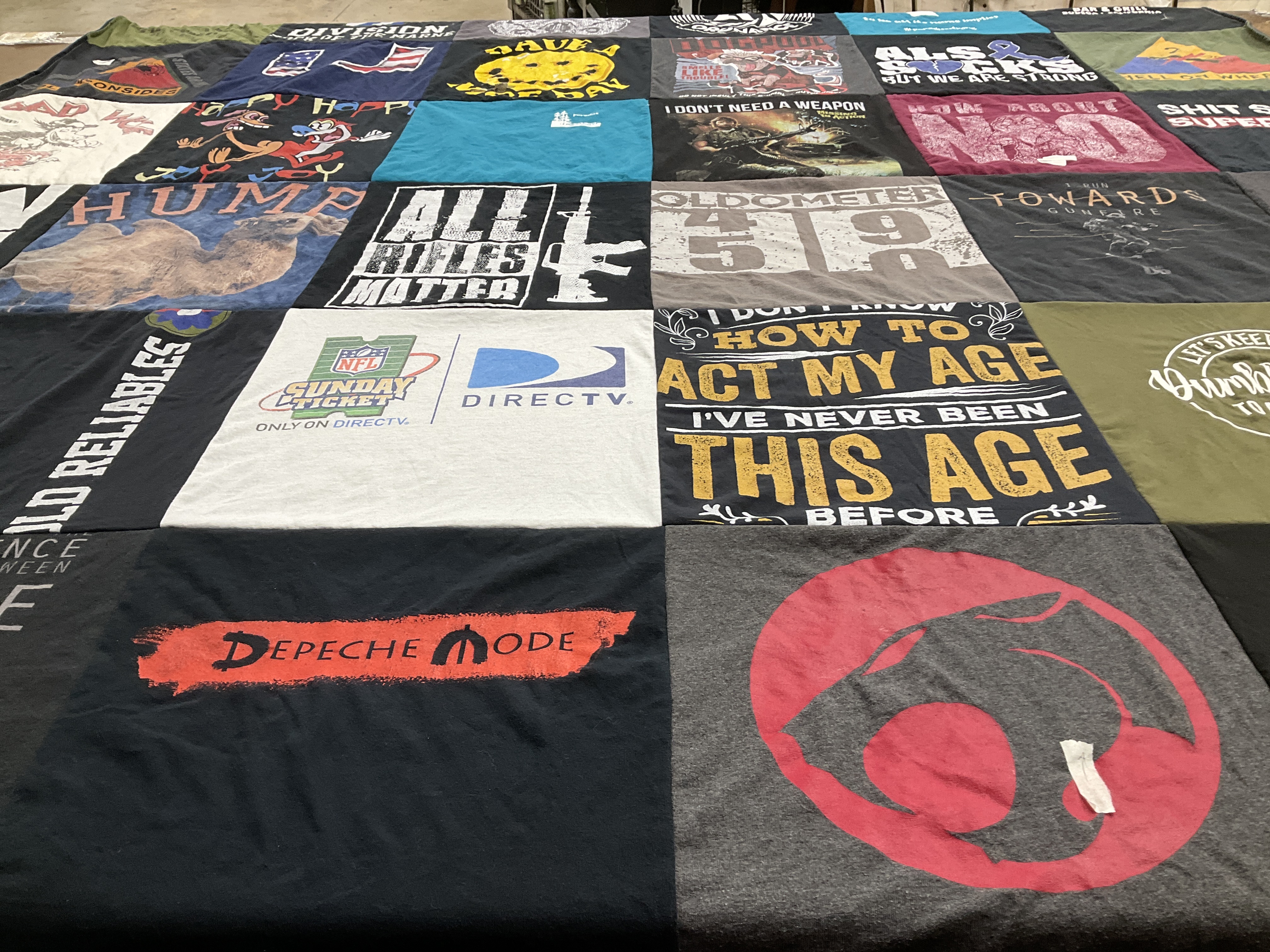 T-shirt quilt with music, sports themes by Mychelle from FL