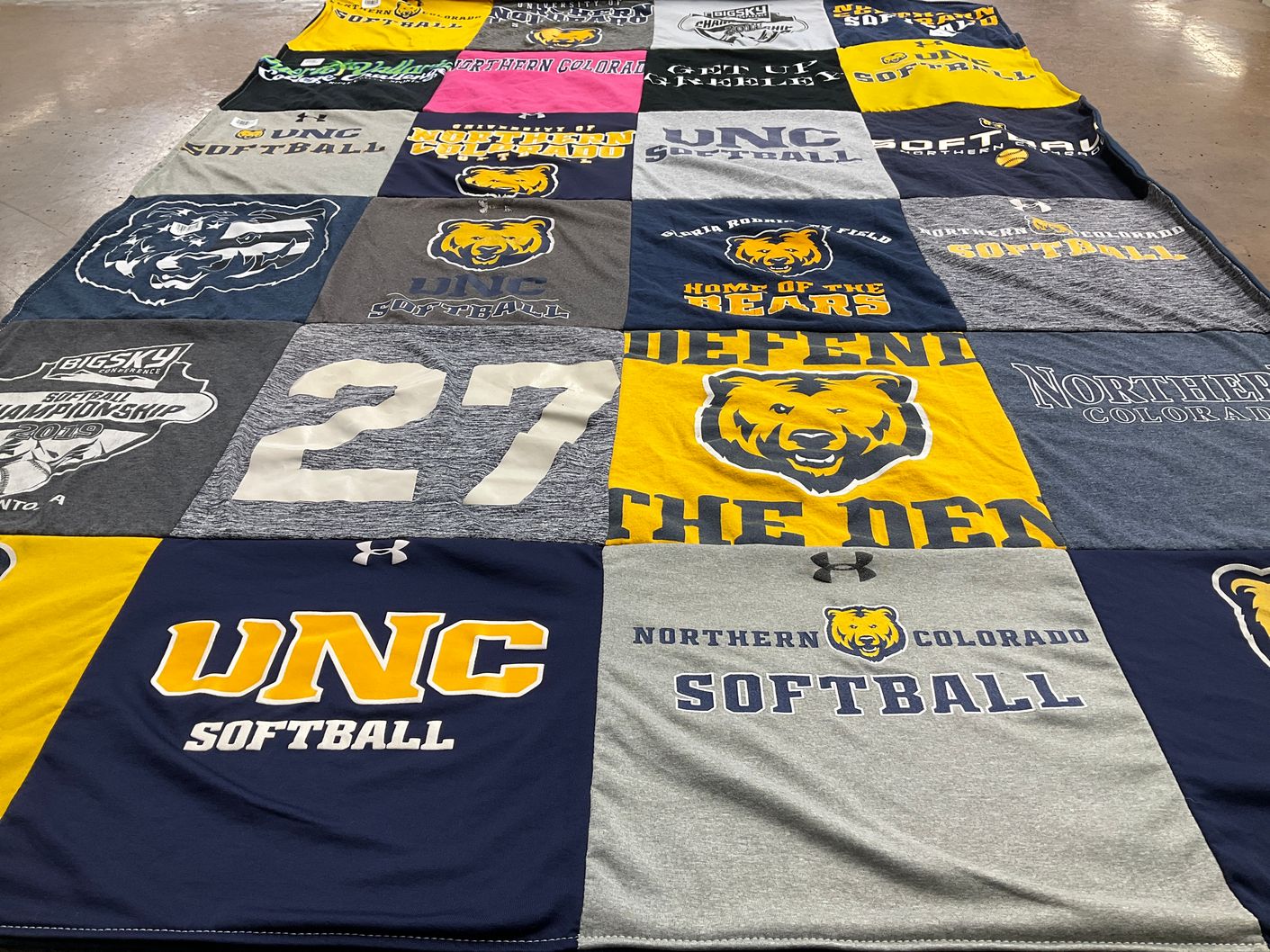 T-shirt quilt featuring unc softball by Cheyenne from CO
