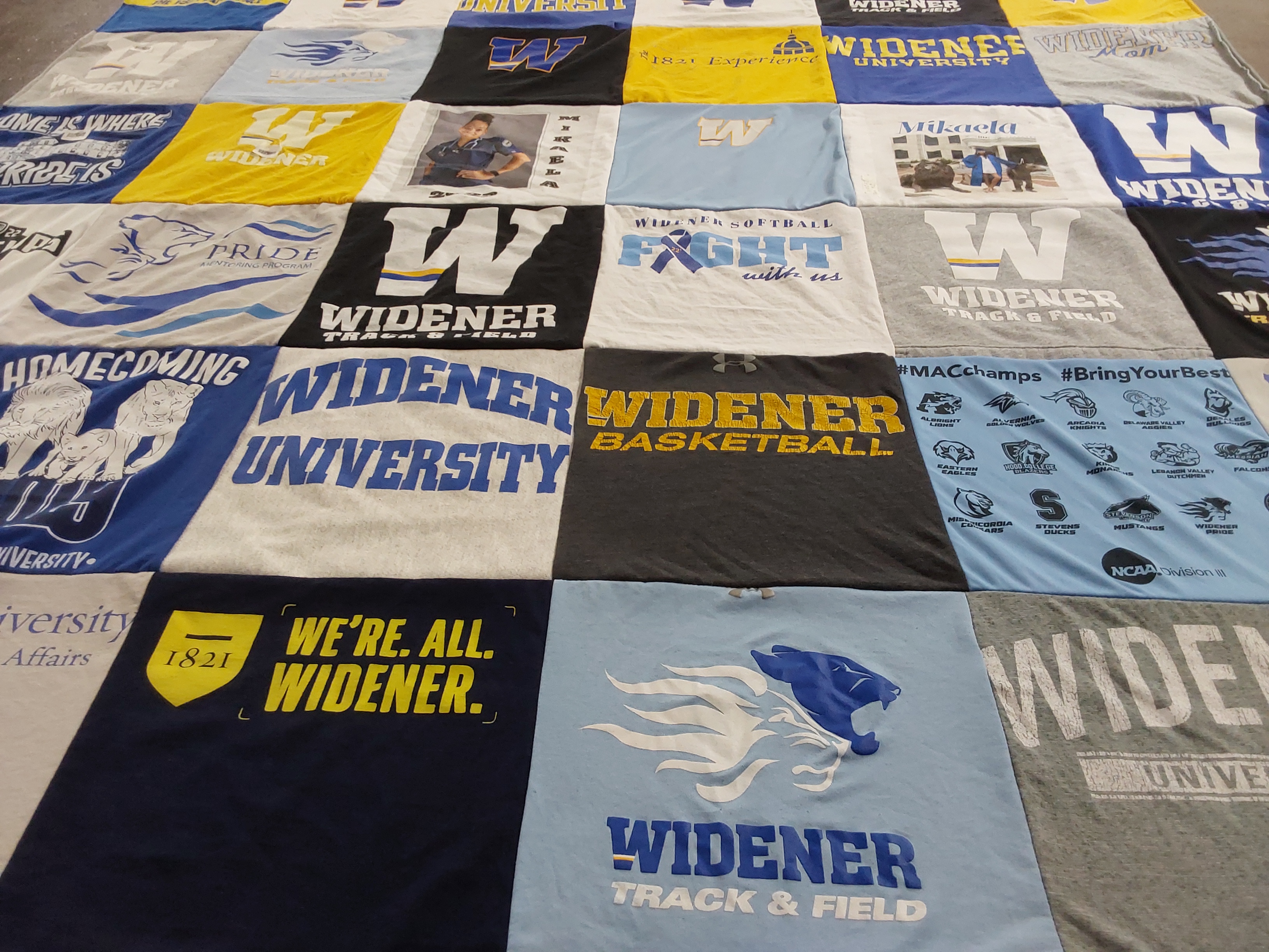 T-shirt quilt featuring widener university basketball, widener university track and field by Diana from NJ