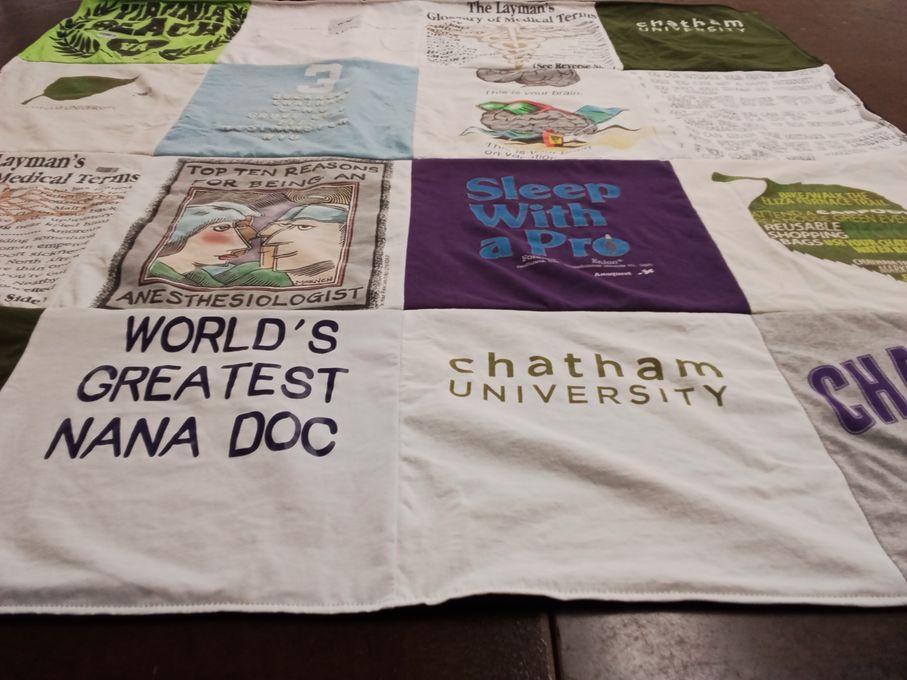 T-shirt quilt from chatham university by Lynette from AZ